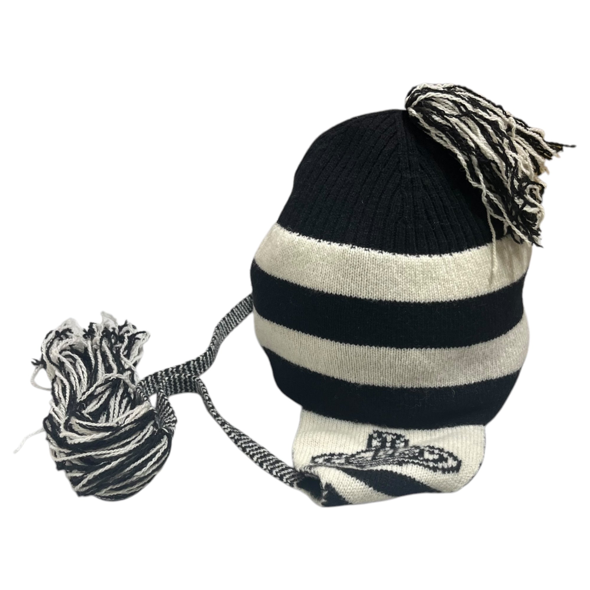 Vivienne Westwood(ヴィヴィアンウエストウッド) Reprint knit hat with ear flaps 復刻 耳当て付き ニット帽 FREE アイボリー×ブラック 正規タグ付属