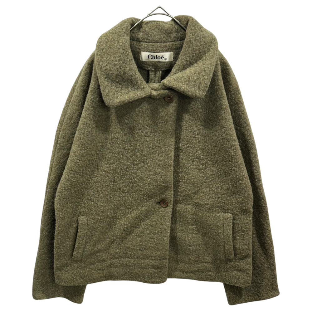 CHLOE(クロエ) 1970～80's Lagerfeld-era Wool-Polyblend Short-Length Coat ウール ポリ ショート コート 520-23703 40 カーキ