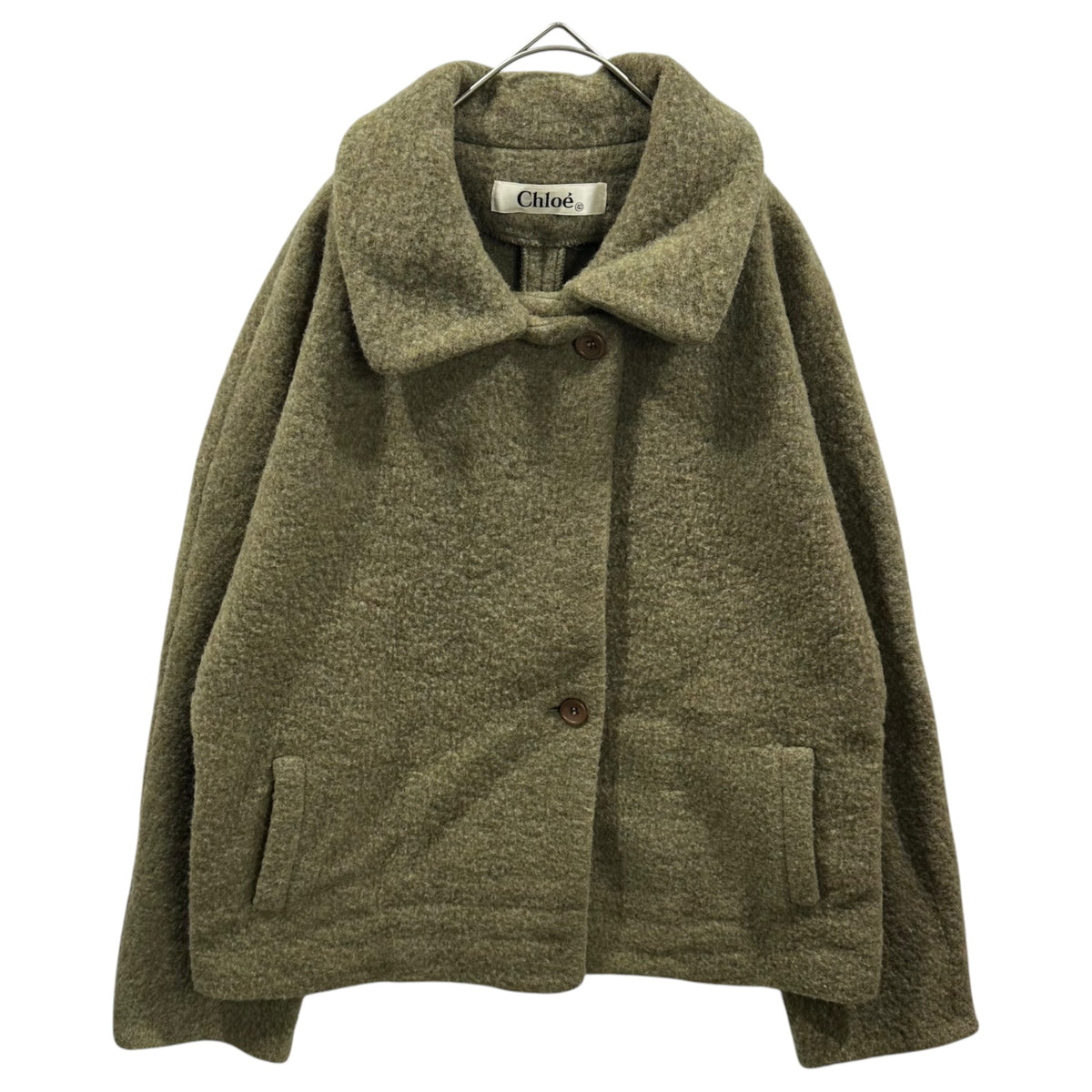 CHLOE(クロエ) 1970～80's Lagerfeld-era Wool-Polyblend Short-Length Coat ウール ポリ ショート コート 520-23703 40 カーキ
