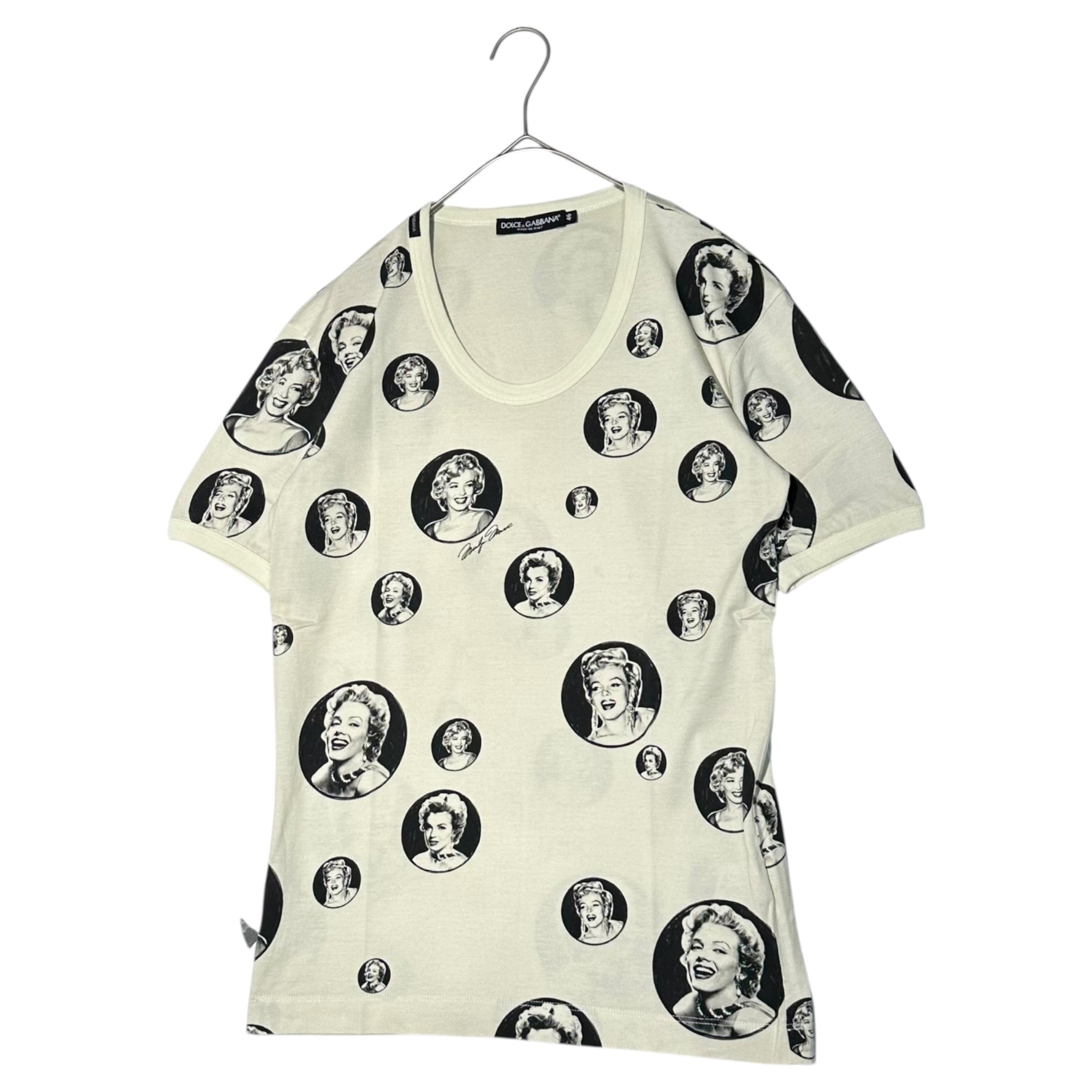 DOLCE&GABBANA(ドルチェ&ガッバーナドルガバ) ”Marilyn Monroe” Dot T-shirt マリリンモンロー ドット Tシャツ G8FE7T G7CAX 46(S程度) ベージュ×ブラック