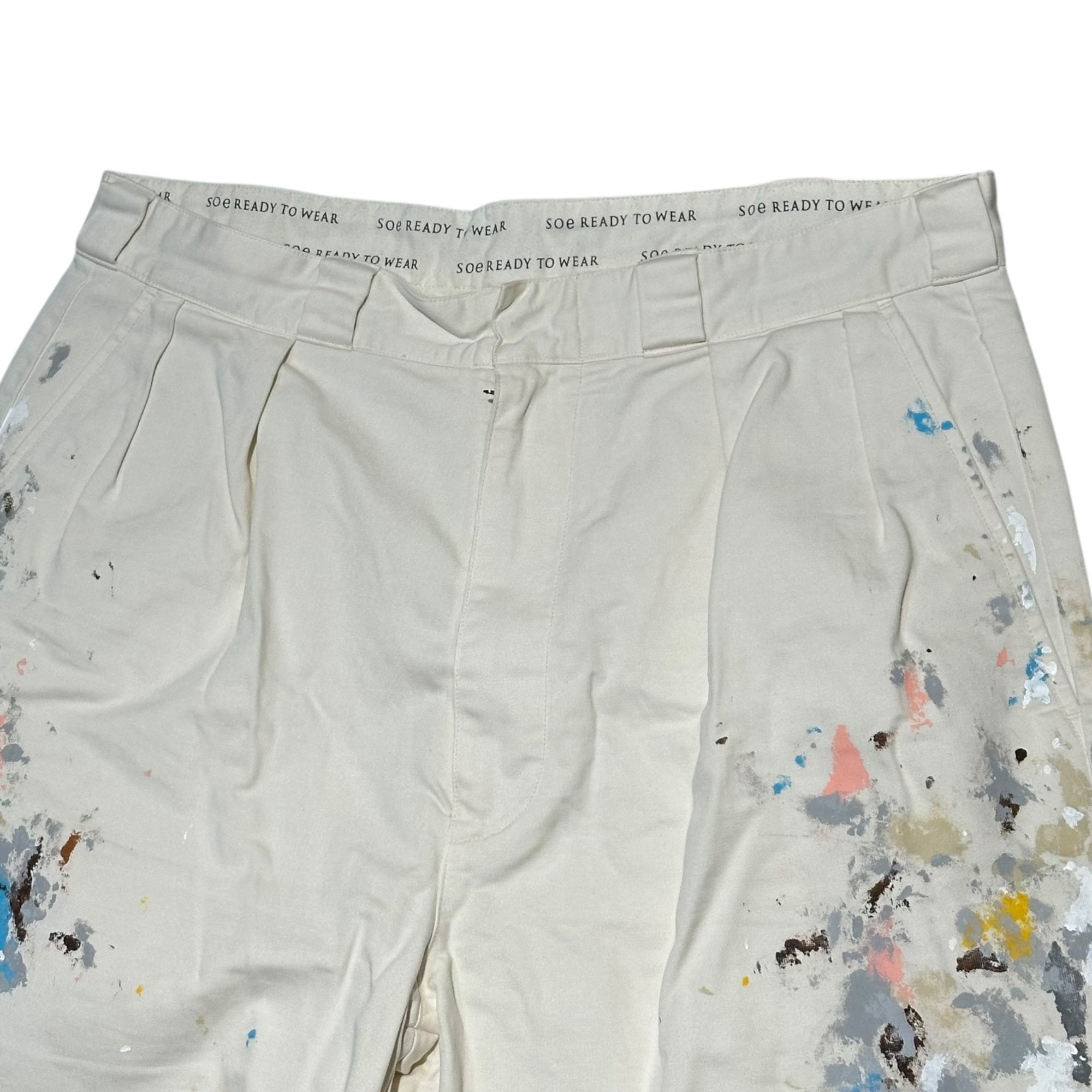 SOE(ソーイ) Painter Shorts ペインター ショーツ 1201-60-011 1(S程度) ホワイト ハーフ ショート ペンキ SOE READY TO WEAR ボロ