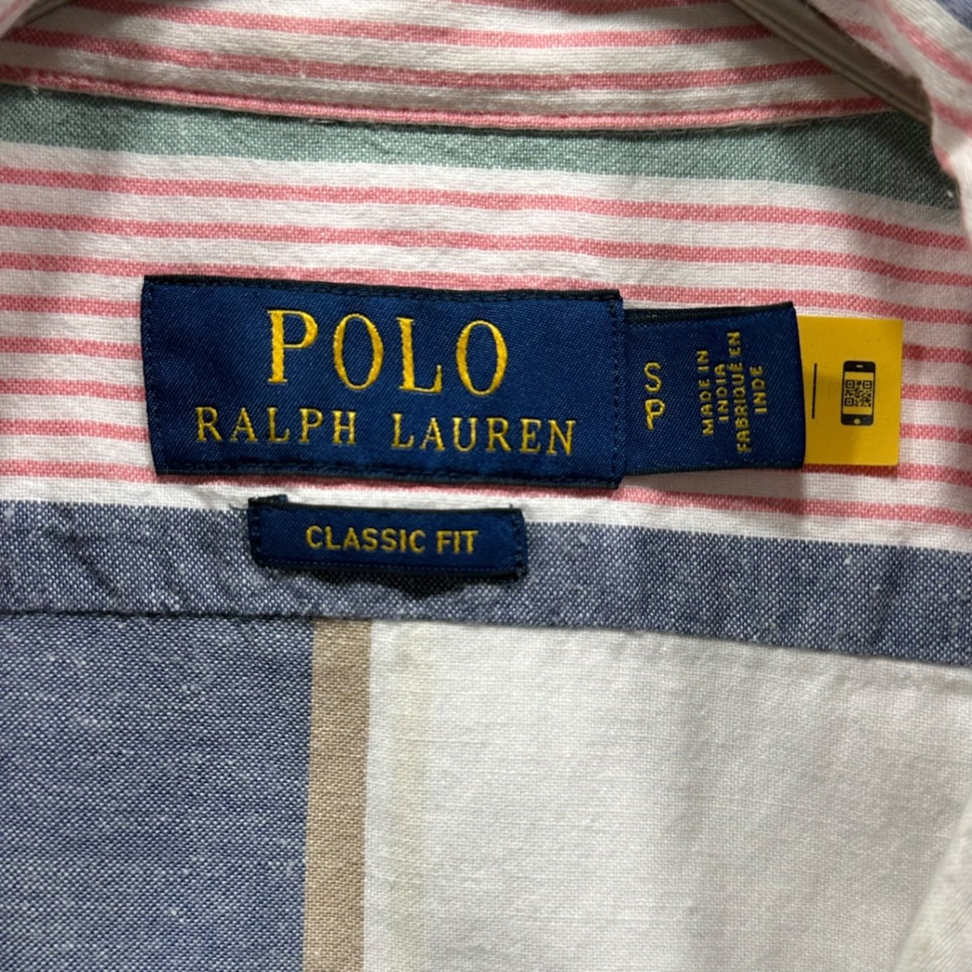POLO RALPH LAUREN(ポロラルフローレン) Side Logo Stripe Open-Collar Shirt サイド ロゴ ストライプ オープンカラー シャツ 開襟 S ブルー×ピンク