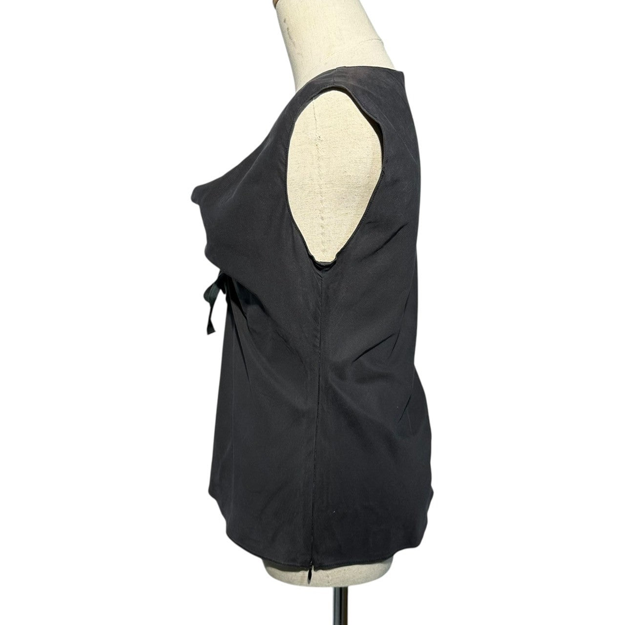 miu miu(ミュウミュウ) 90's Archive Side Zip Slit Cotton Sleeveless Blouse 90年代 アーカイブ サイド ジップ スリット コットン ノースリーブ ブラウス    44(XS程度) ブラック プラダジャパンタグ