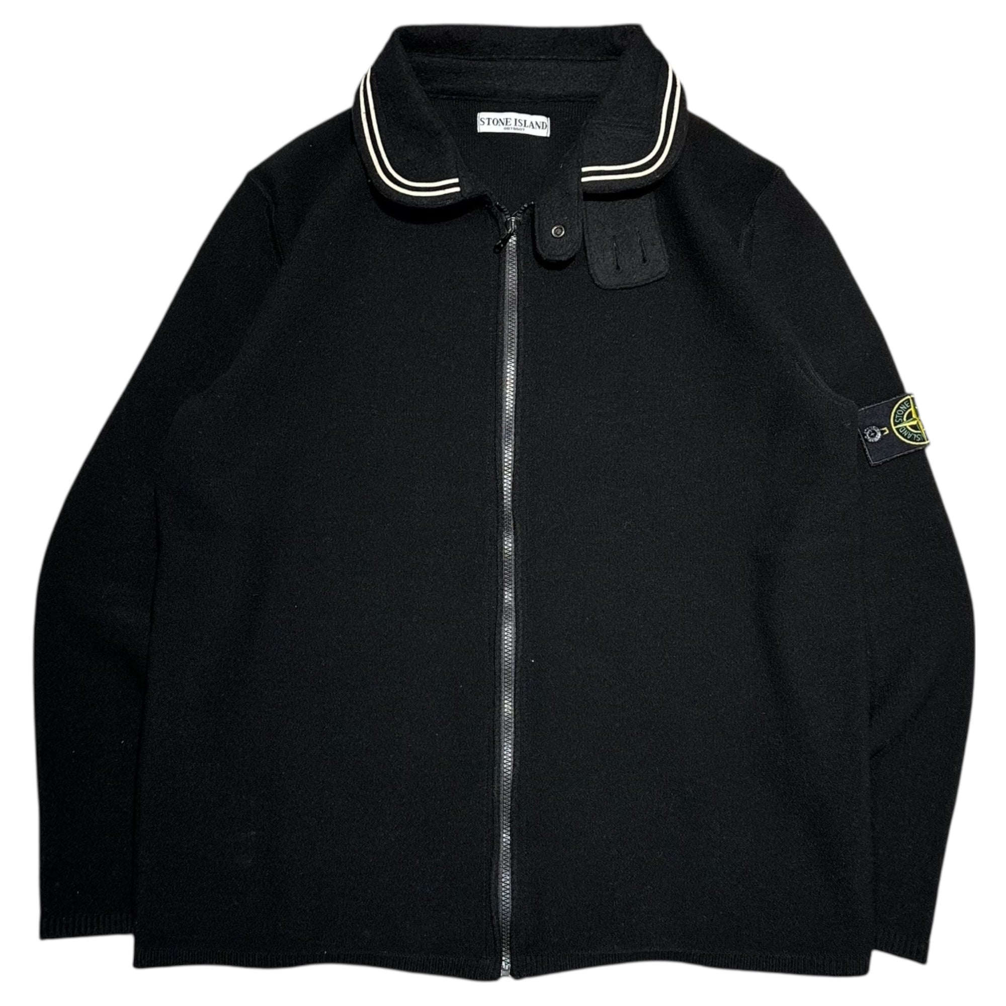 STONE ISLAND(ストーンアイランド) 06AW Archive Zip-Up Knit Jacket アーカイブ ジップアップ ニット ジャケット 451557B1 表記消(L程度) ブラック 00's