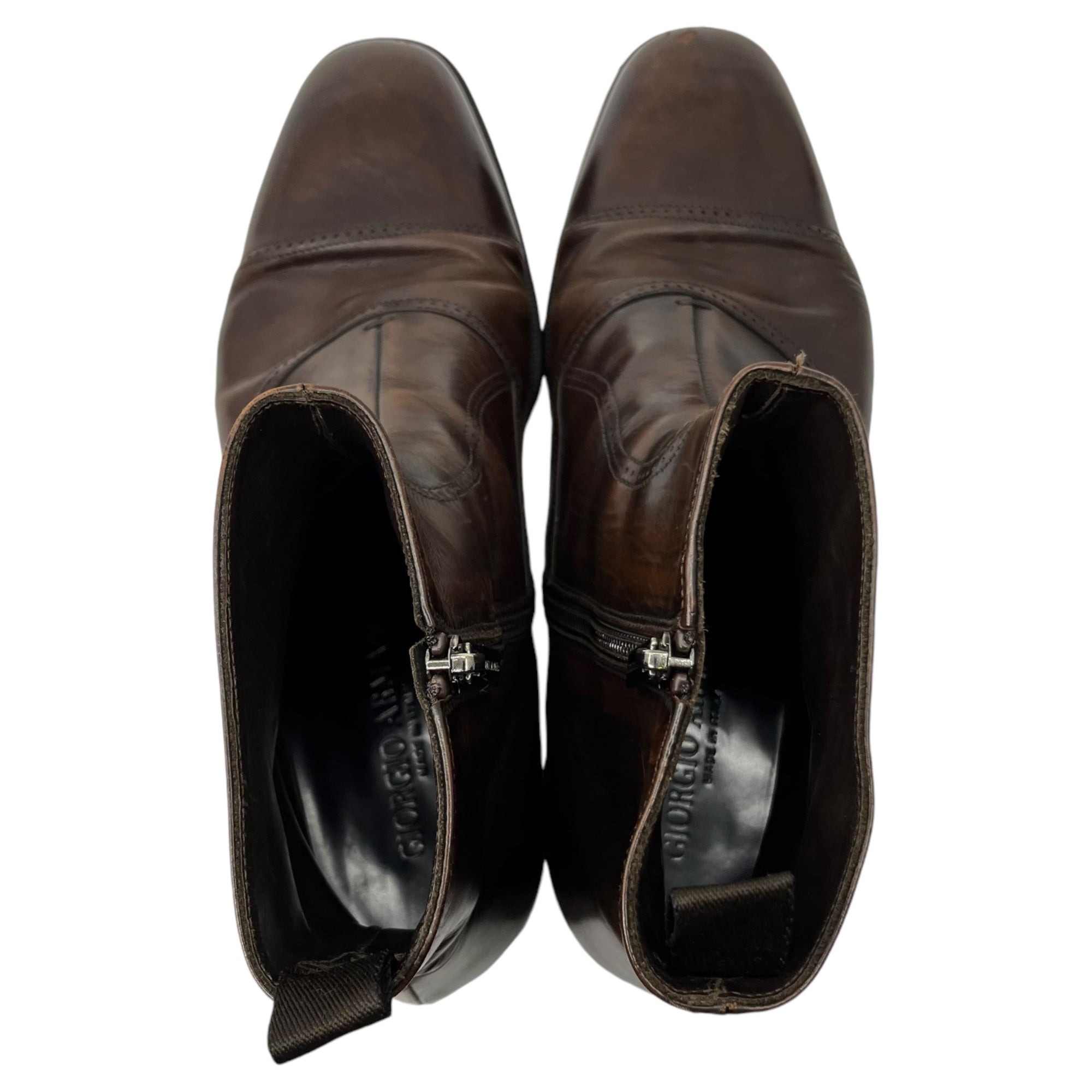 GIORGIO ARMANI(ジョルジオアルマーニ) cap toe side zip boots キャップトゥ サイドジップ ブーツ 25.0 ブラウン