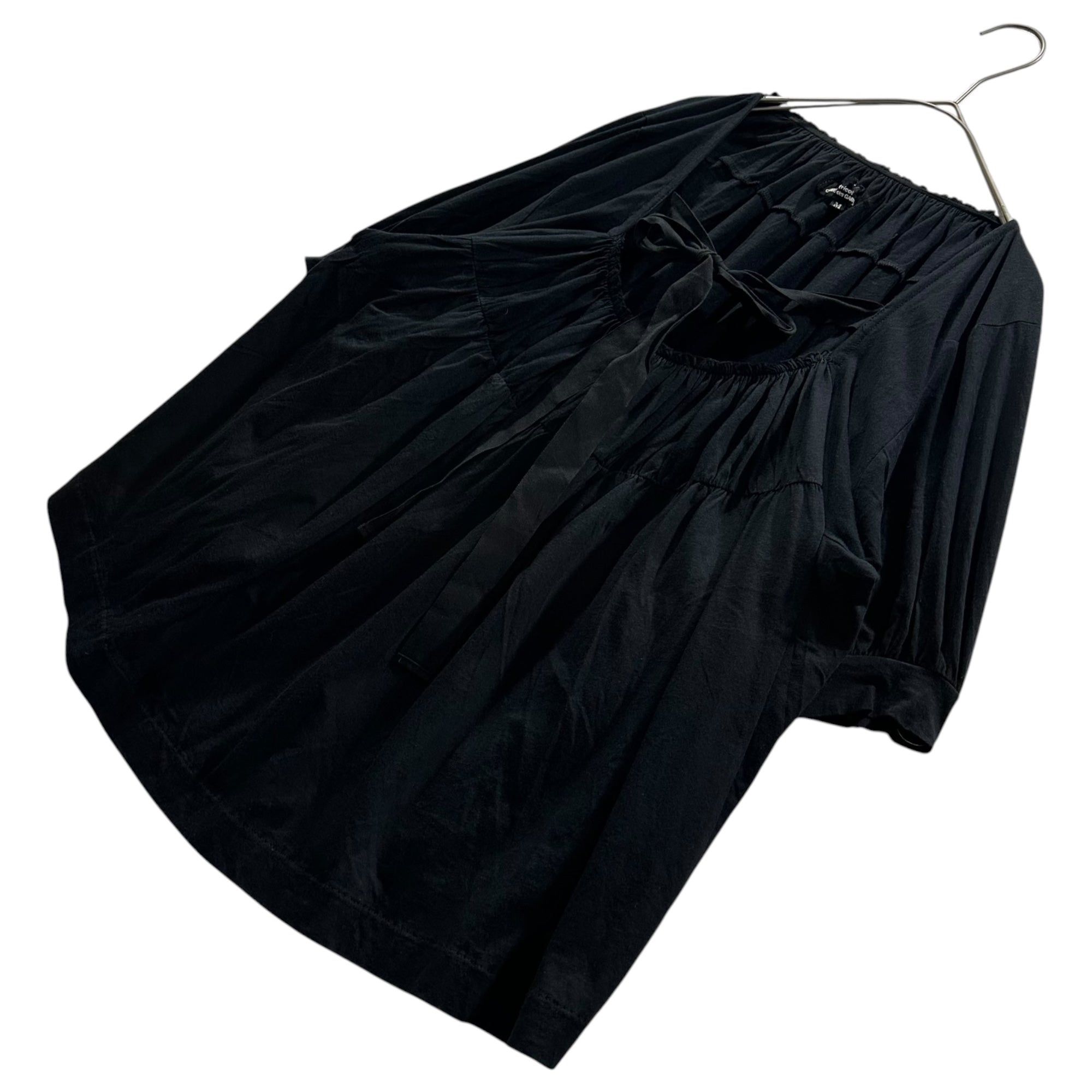tricot COMME des GARCONS(トリココムデギャルソン) 2014SS Front-Ribbon Gathered Cut-and-Sew Top フロントリボン ギャザー カットソー TM-T035 M ブラック AD2013