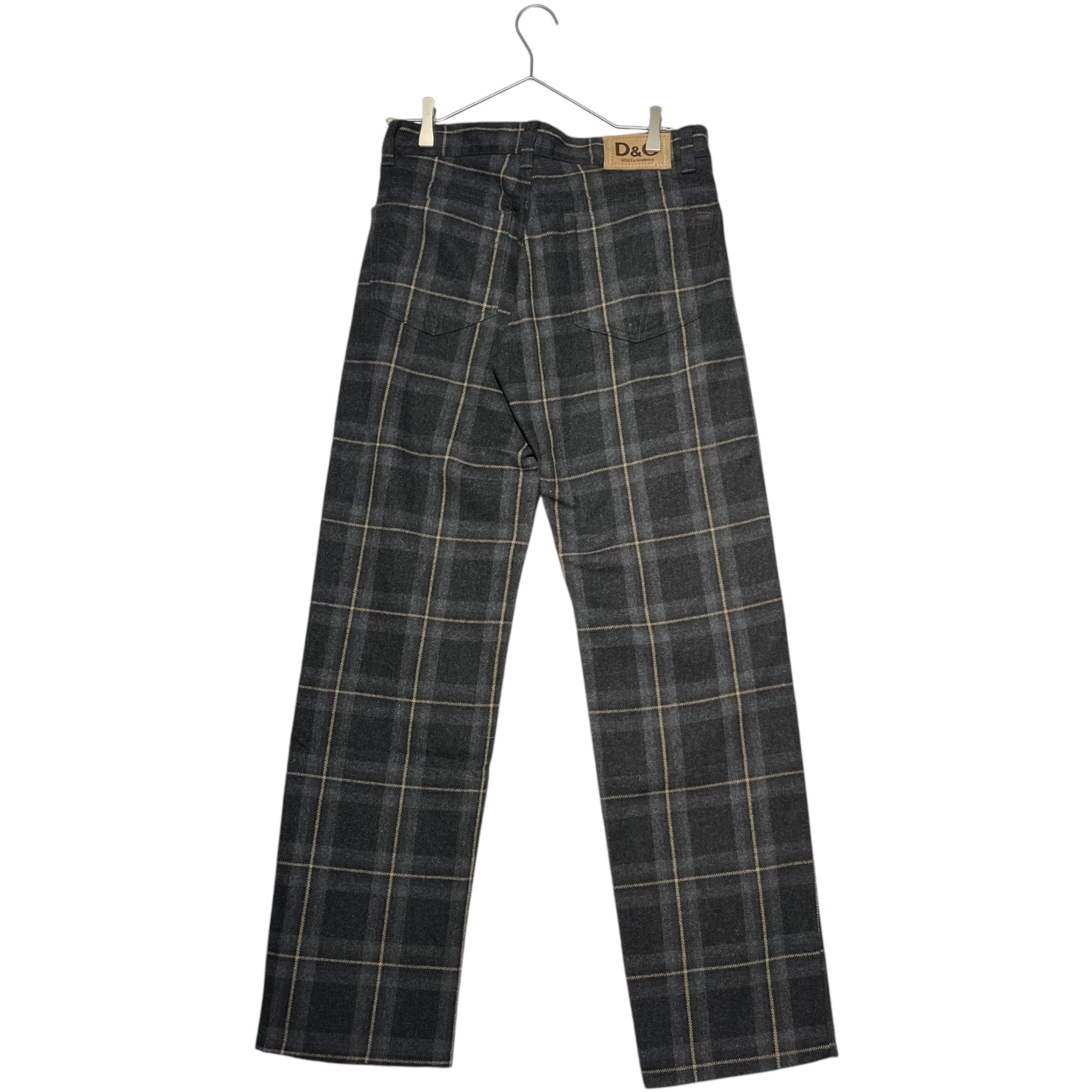 D&G(ディー&ジードルガバドルチェ&ガッバーナ) 00's Wool check slacks ウールチェックスラックス 30 44 グレー