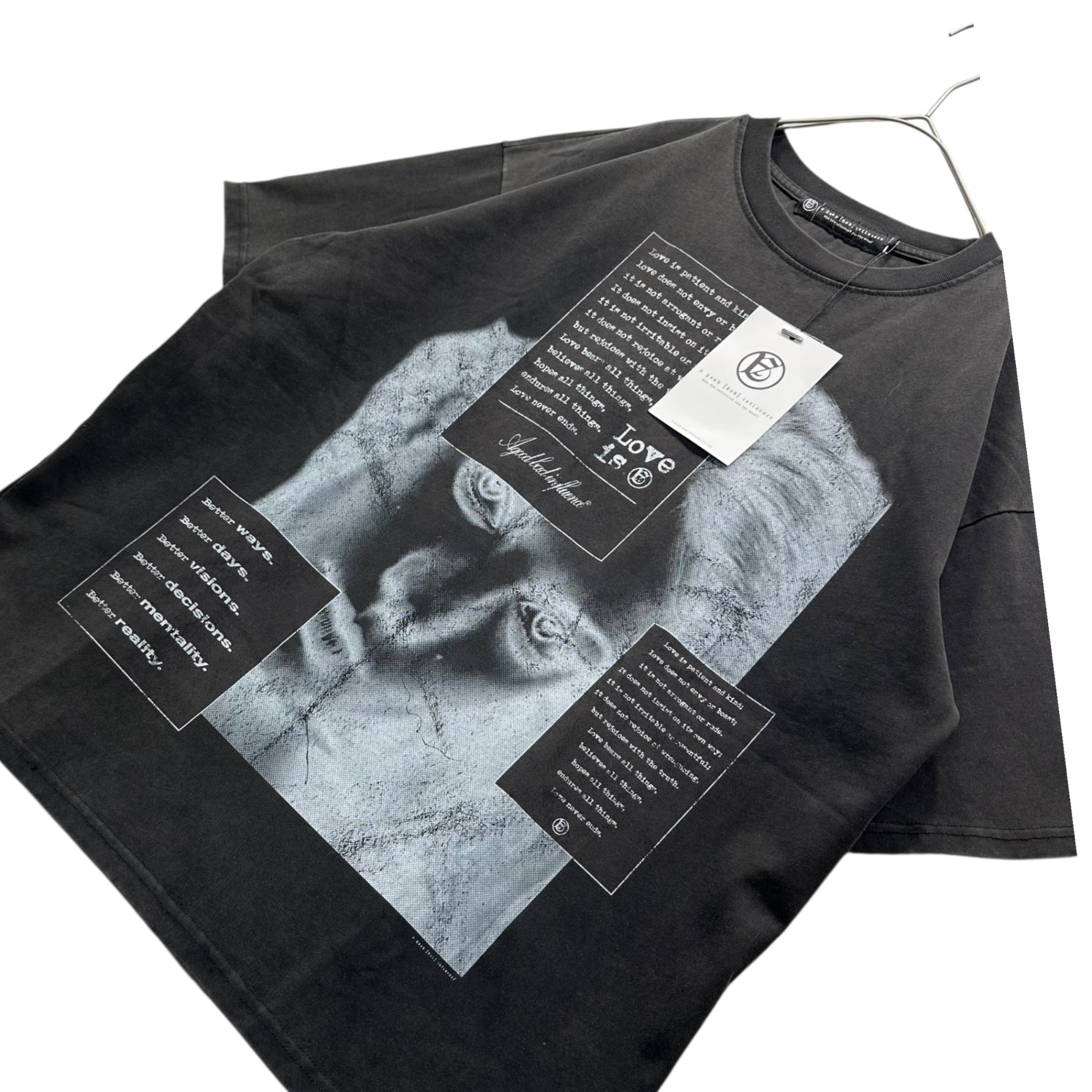 A Good Bad Influence(ア グッド バッド インフルエンス) 25SS LOVE IS T-SHIRT ラブ イズ Tシャツ プリントT AGBI-25SS-T17 L ブラック 参考定価9,900円(税込)