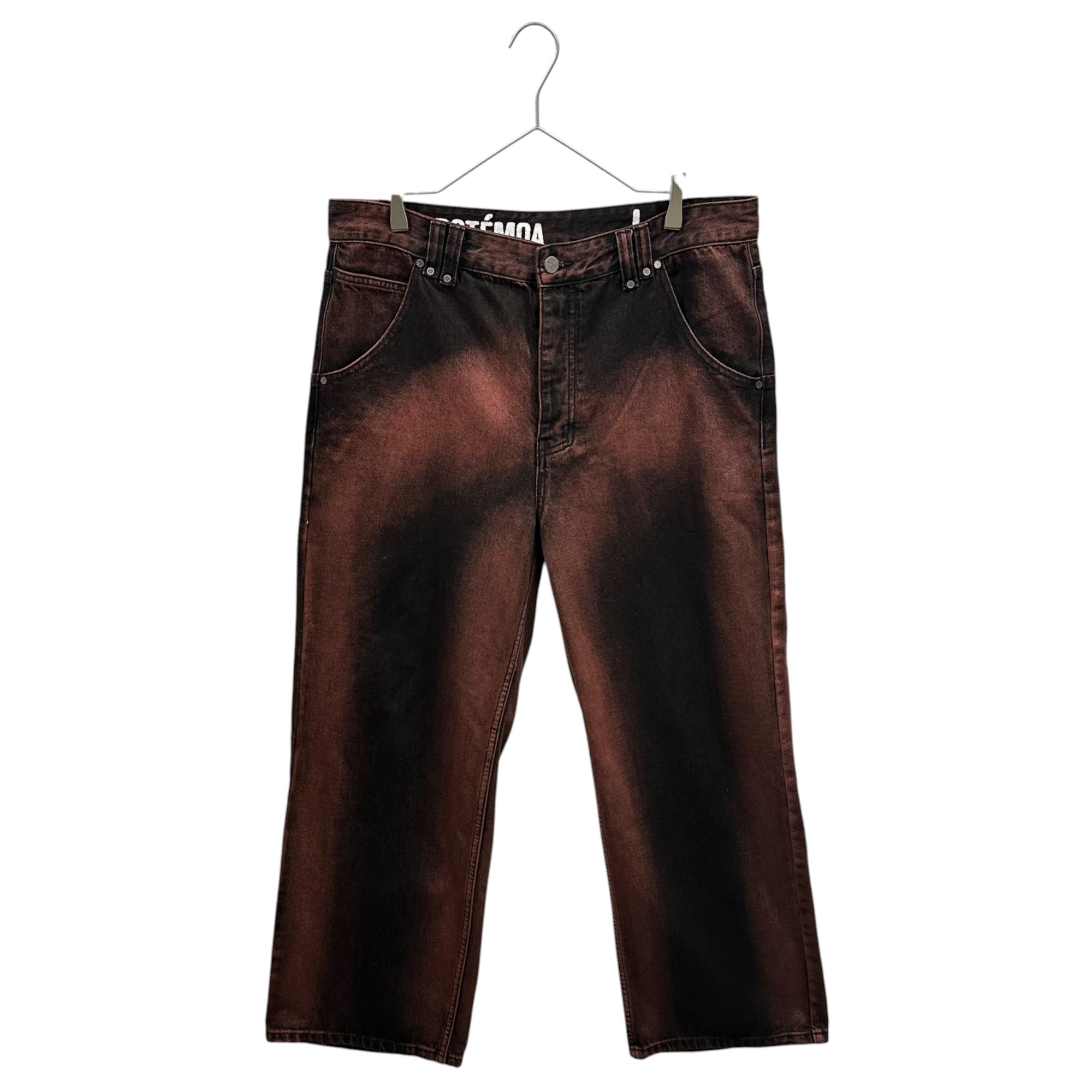 PROTEMOA(プロテモア) Wide denim pants ワイド デニム パンツ L レッド×ブラック