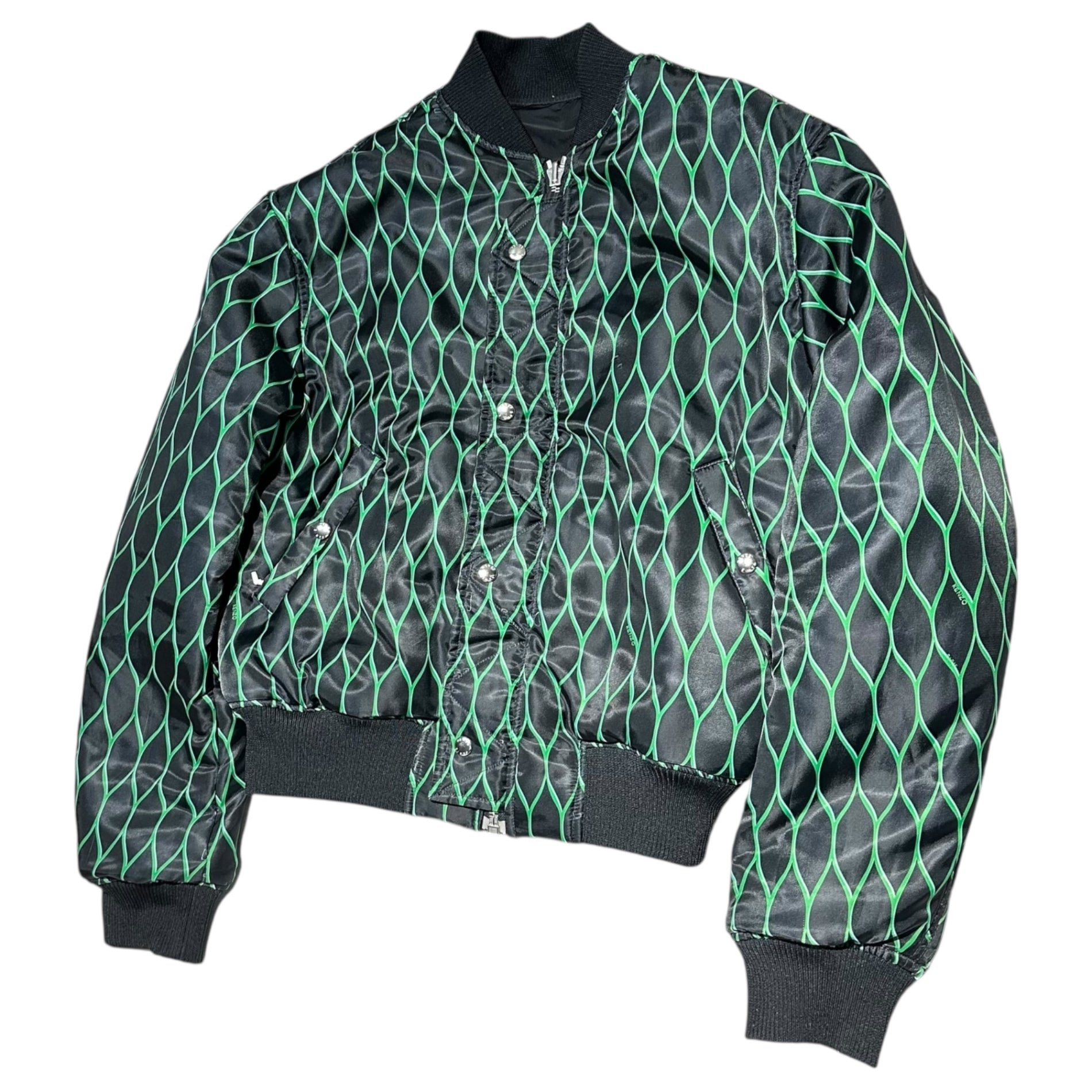 KENZO×H&M(ケンゾー×エイチアンドエム) Reversible Bomber Jacket リバーシブル ボンバー ジャケット S ブラック×グリーン コラボ MA-1 ブルゾン