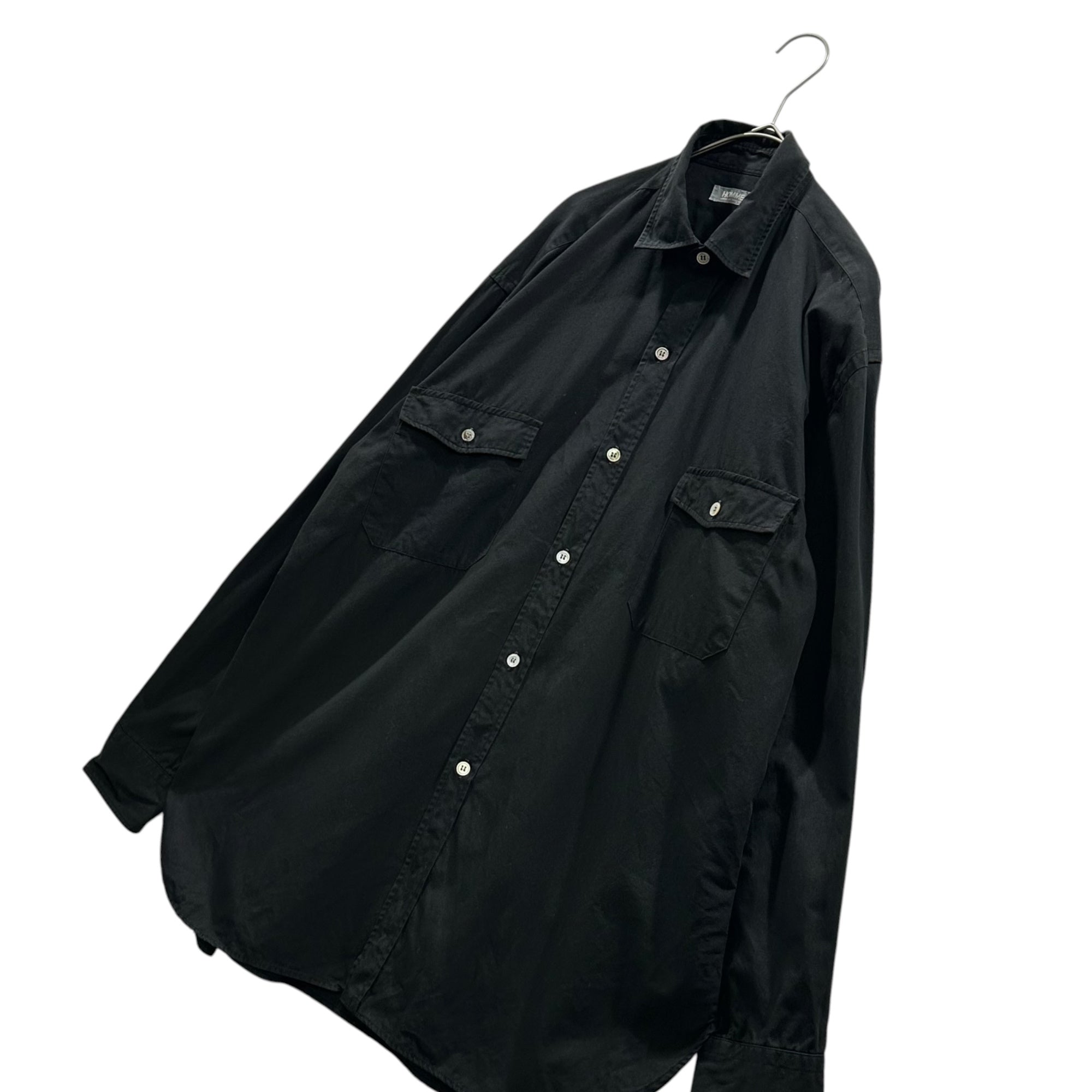 COMME des GARCONS HOMME(コムデギャルソンオム) 1978～1983's Vintage Flap-Pocket L/S Shirt ヴィンテージ フラップ ポケット 長袖 シャツ HB-110250 FREE ブラック AD表記無 デカオム