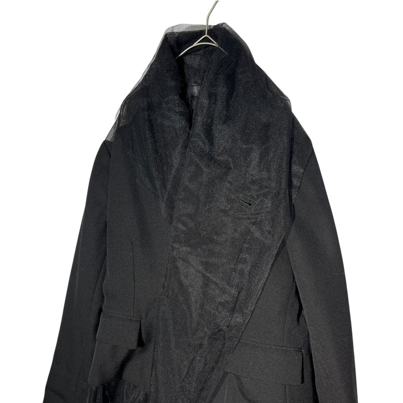 BLACK COMME des GARCONS(ブラックコムデギャルソン) 22AW tulle docking long jacket チュール ドッキング ロング ジャケット 1J-J030 S ブラック AD2022 テーラード