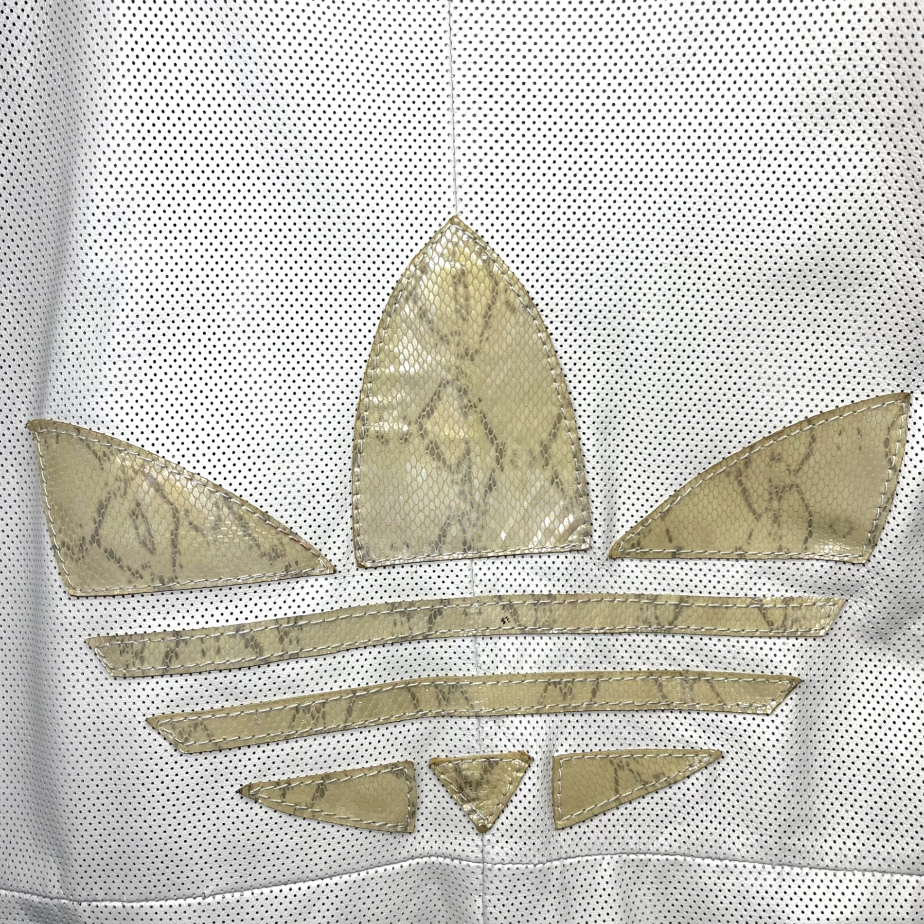 adidas(アディダス) 00's  Punched leather python three-line blouson パンチング レザー パイソン スリーライン ALF001 M アイボリー 2005年 万国旗 羊革