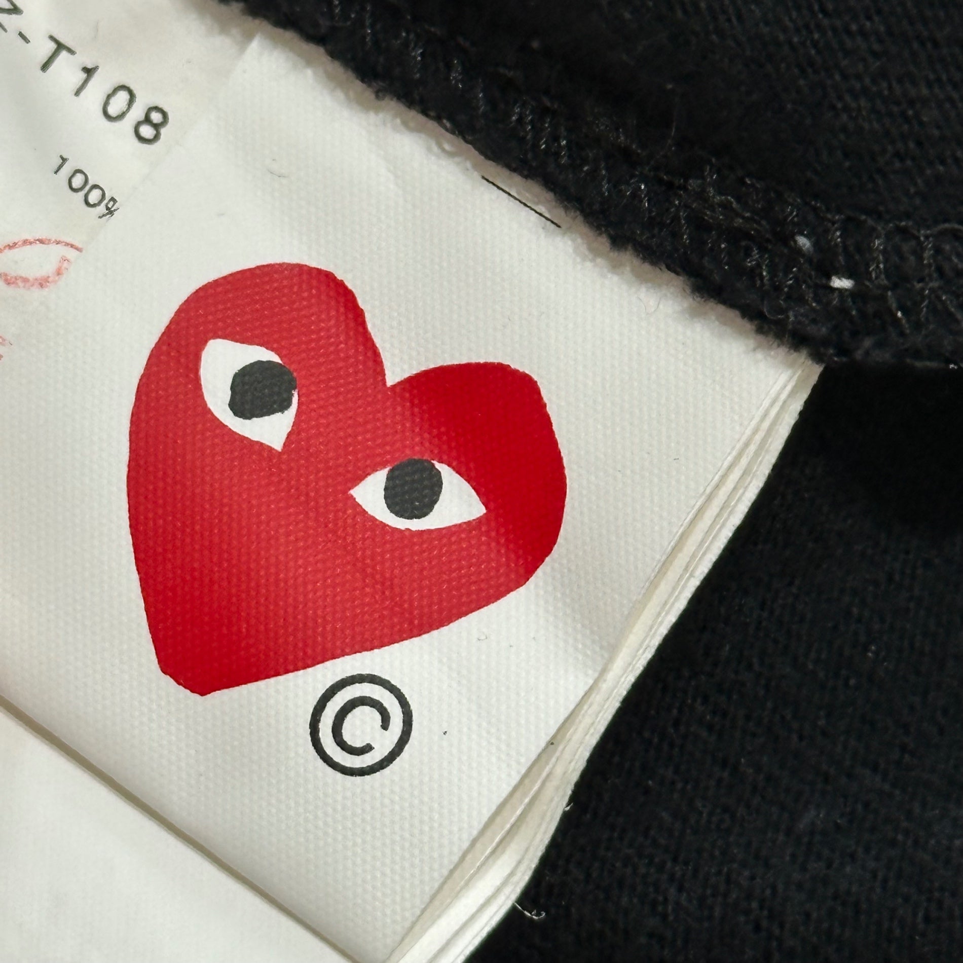 PLAY COMME des GARCONS(プレイコムデギャルソン) 20SS Heart logo crew neck T-shirt ハートロゴ クルーネック Tシャツ AZ-T108 S ブラック×レッド AD2020/05