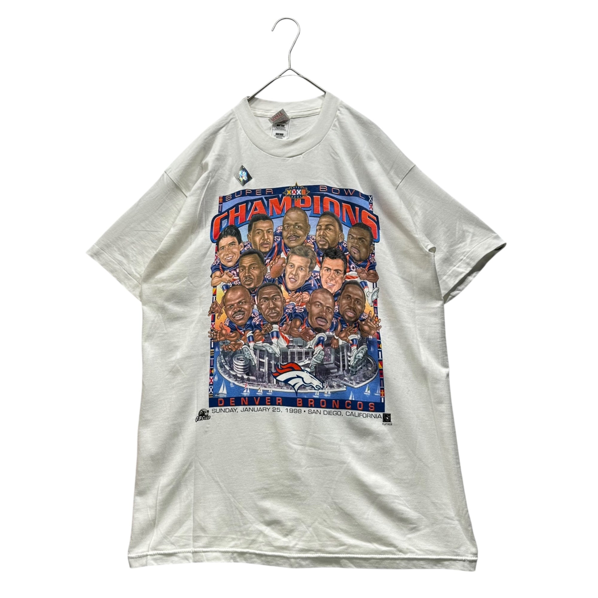 VINTAGE(ヴィンテージ) 1998 SUPER BOWL T-SHIRT 98年 スーパーボール Tシャツ L ホワイト×マルチカラー NFL