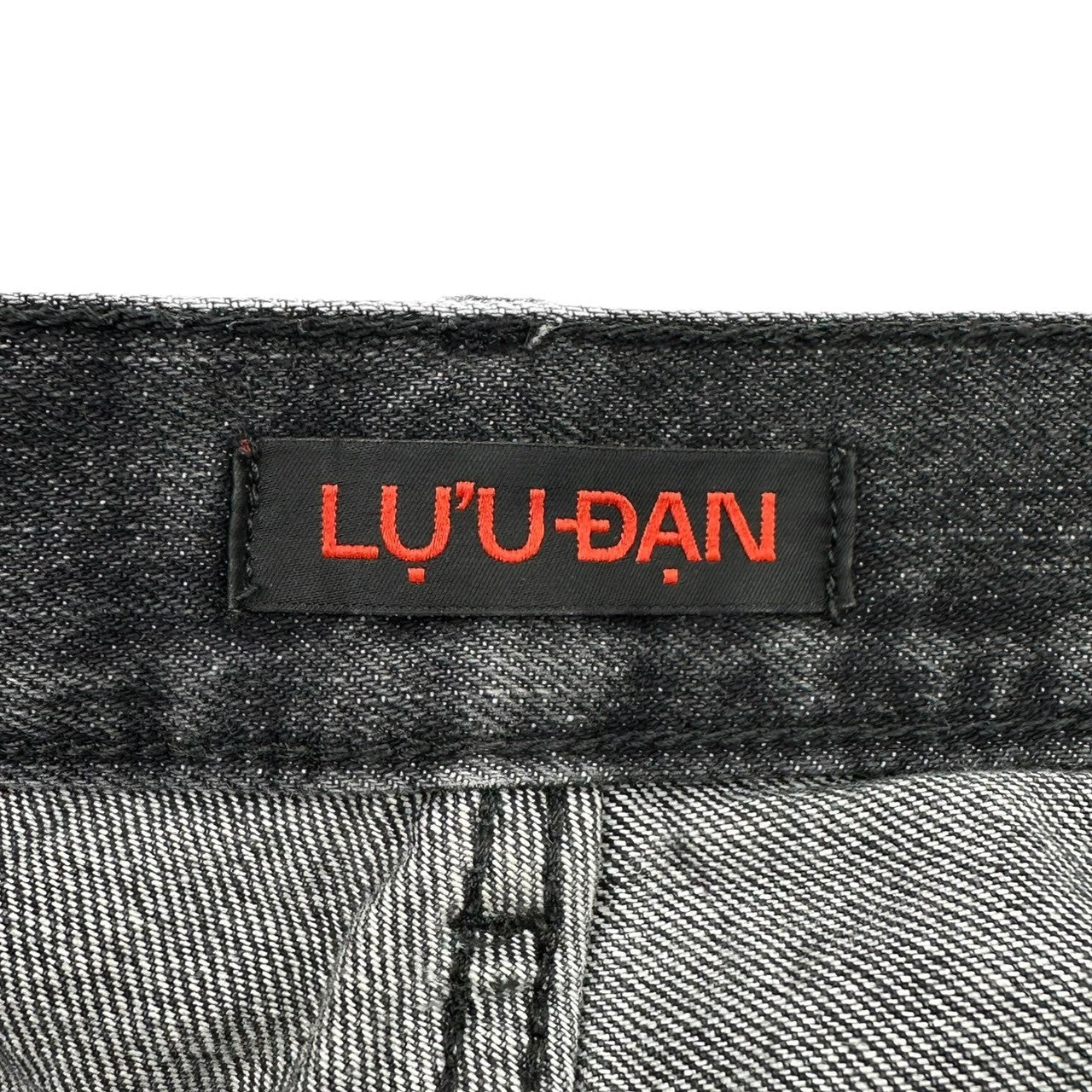 LU'U DAN(ルーダン) LUU DAN Black Printed Flag Denim Shorts ブラック プリント フラッグ デニム ショーツ ハーフパンツ 30 ブラック