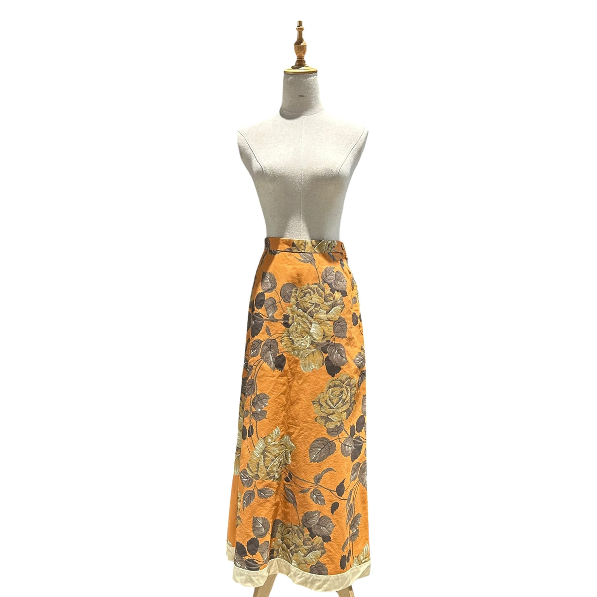JUNYA WATANABE COMME des GARCONS(ジュンヤワタナベコムデギャルソン) 1997SSRose-Patterned Hem-Paneled Long Skirt 薔薇柄 裾切替 ロング スカート JS-04020M M オレンジ×ブラウン AD1996 90s アーカイブ