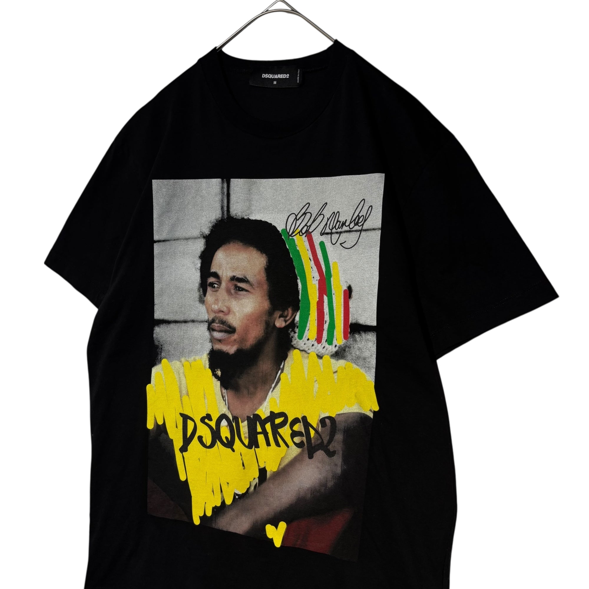 DSQUARED2(ディースクエアード) 23AW ”Bob Marley”Printed Crew Neck T-Shirt ボブマーリー プリント Tシャツ S71GD1250 M ブラック