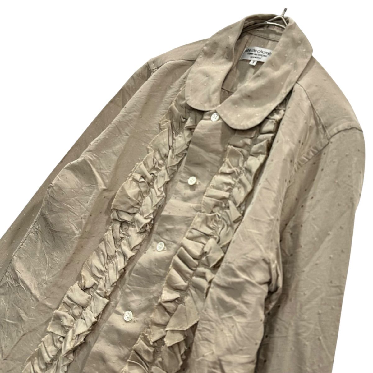 robe de chambre COMME des GARCONS(ローブドシャンブルコムデギャルソン) 2001SS Dotted Frill Silk Blouse ドット フリル シルク ブラウス RB-04002S S ベージュ AD2000 00s アーカイブ