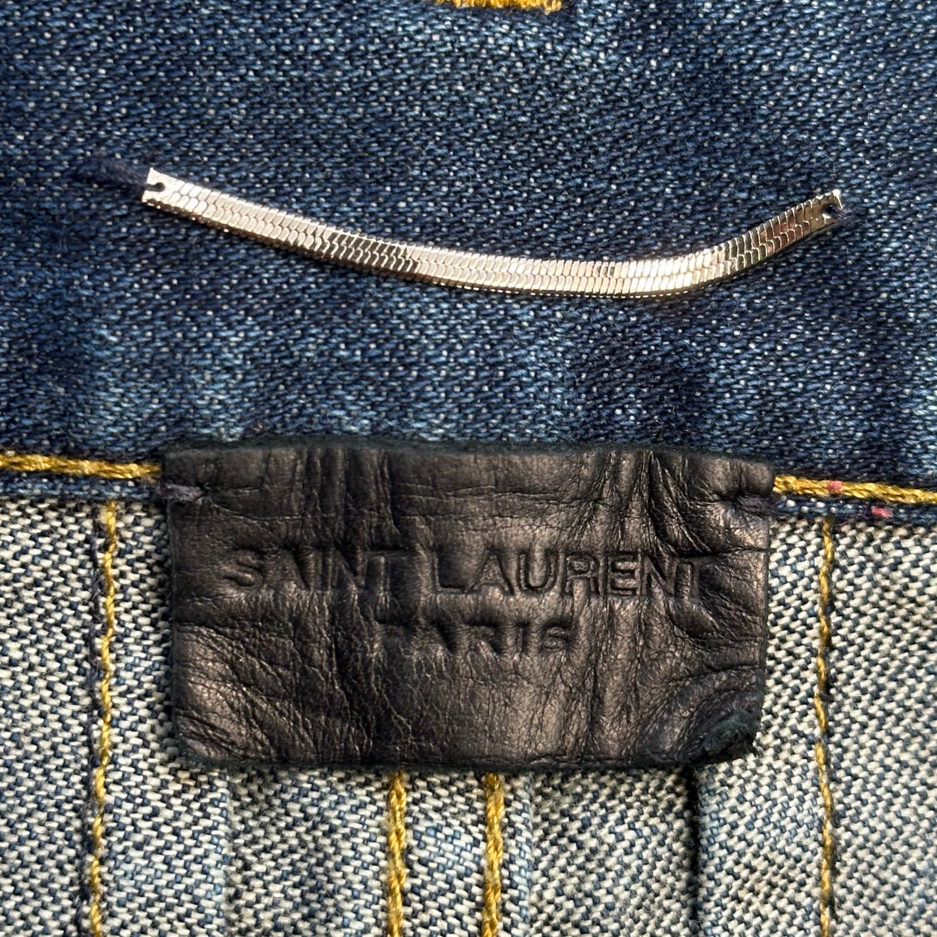 SAINT LAURENT PARIS (サンローランパリ) 13AW By Hedi Slimane Slim-Fit Denim Pants エディ期 ペンキ ダメージ 加工 スリム フィット デニム パンツ 325869 29 インディゴ スキニー