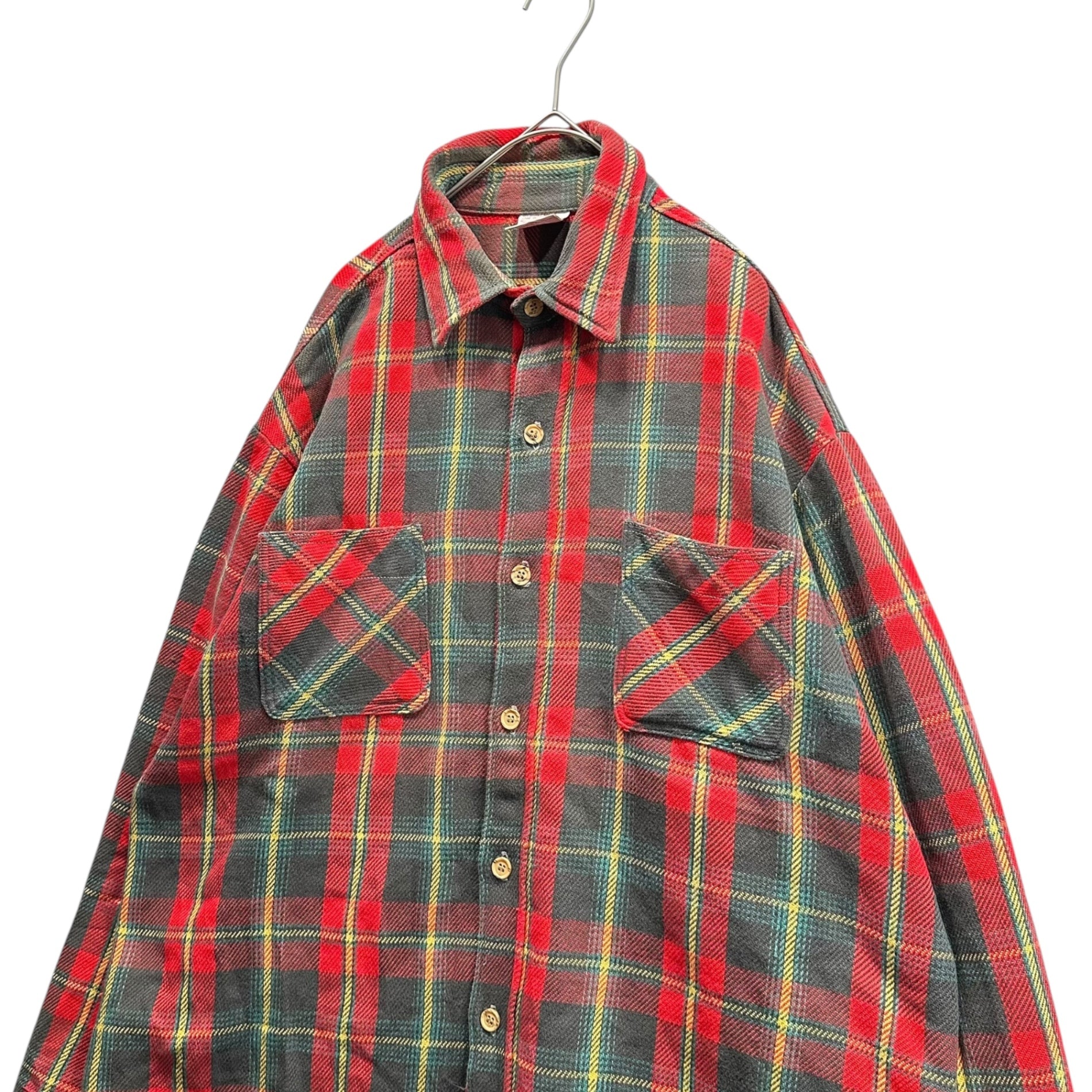 BIG MAC(ビッグマック) 70's FLANNEL CHECK SHIRT フランネル チェック シャツ L レッド×イエロー 70年代 ヴィンテージ ネルシャツ