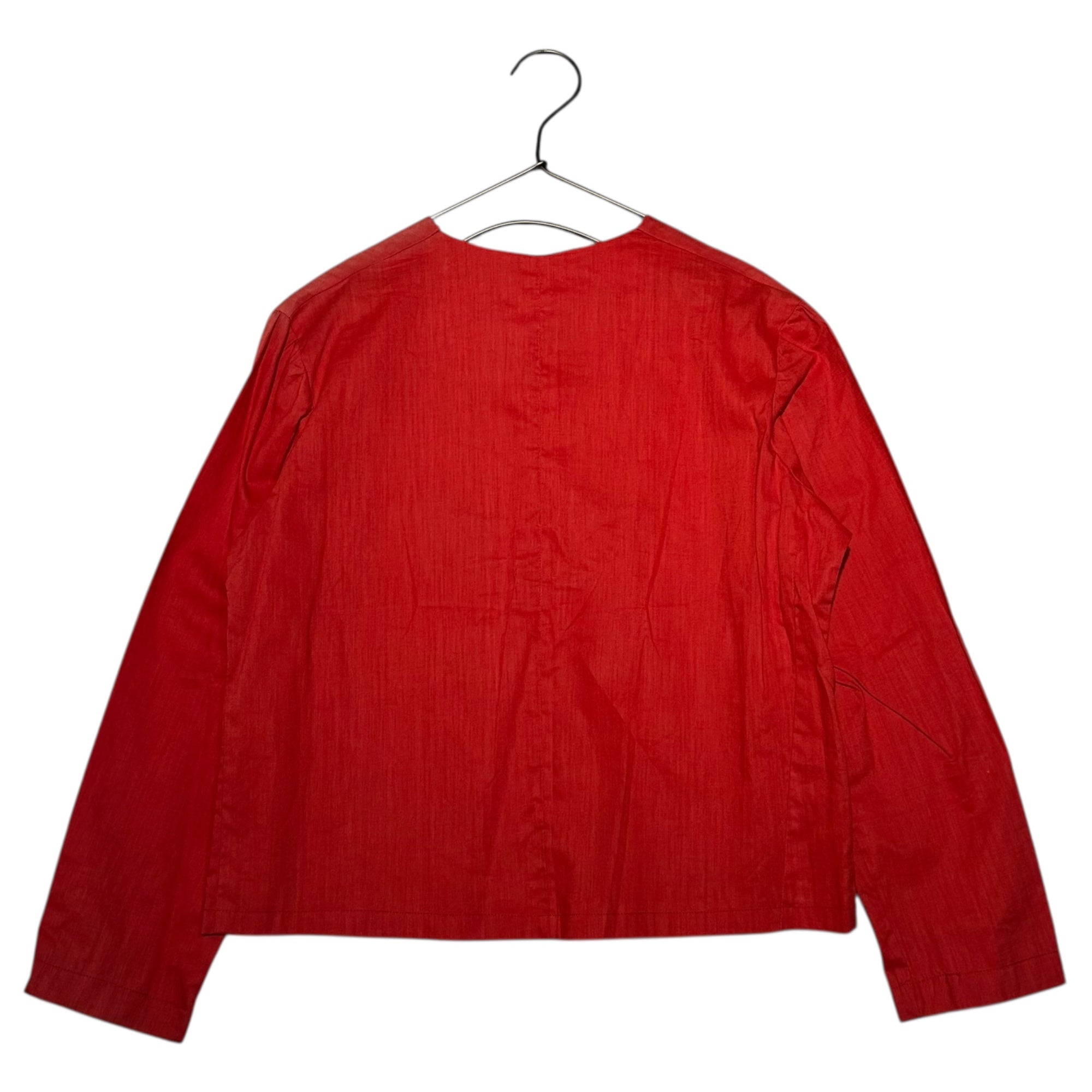 VINTAGE(ヴィンテージ) remake paper button shirt ペーパーボタンのリメイクシャツ ブラウス 表記無し(Mサイズ程度) レッド