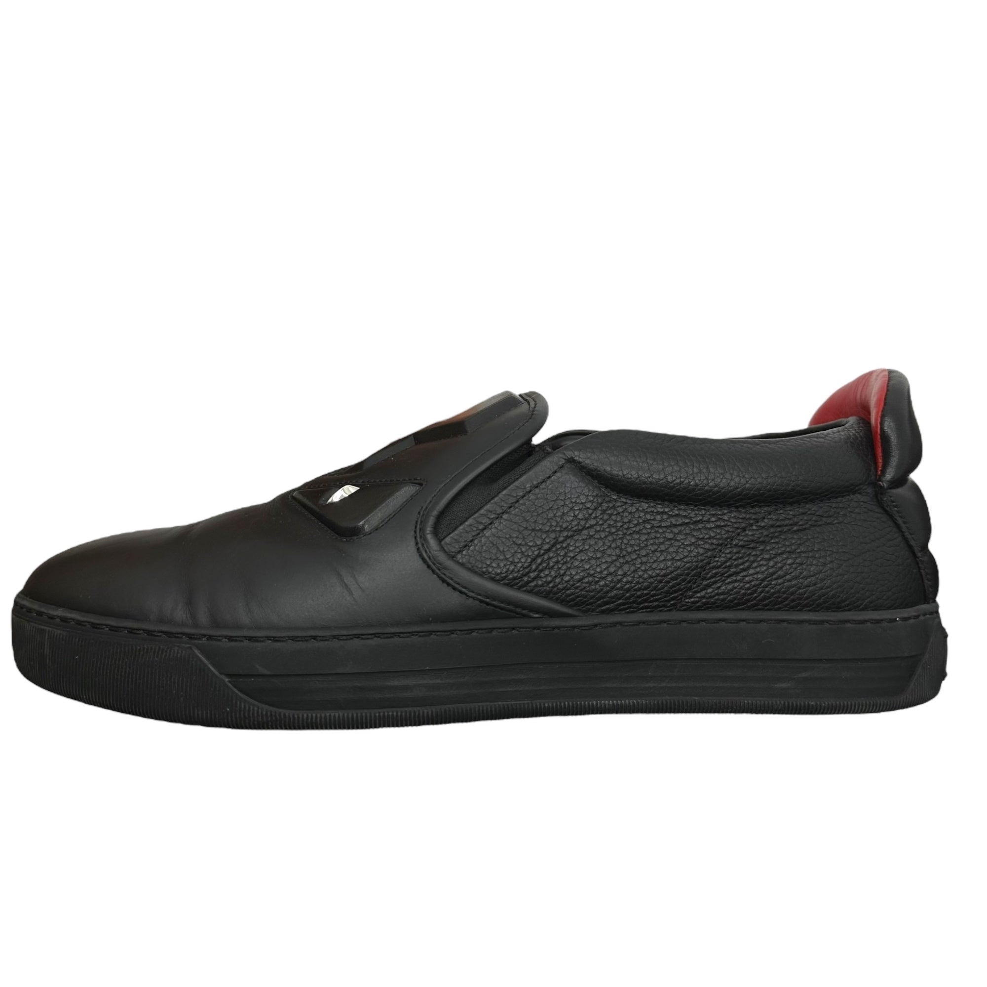 FENDI(フェンディ) Leather Monster 3D Eyes Slip On レザー モンスター スリッポン 1030 7E(26cm程度) ブラック×レッド