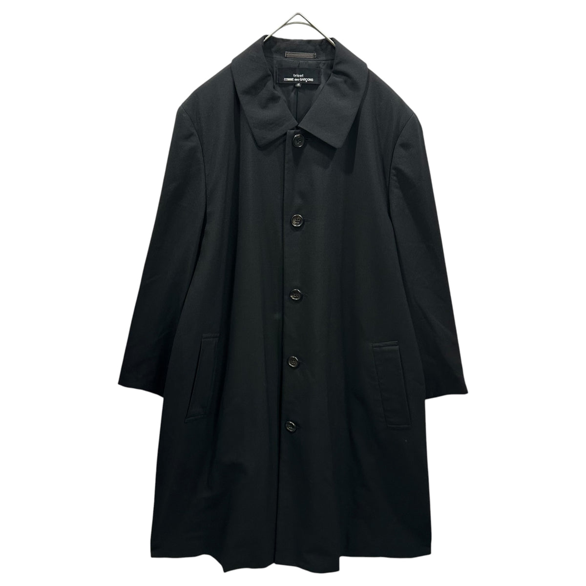 tricot COMME des GARCONS(トリココムデギャルソン) 1992SS Wool-Gabardine Soutien-Collar Coat ウール ギャバジン ステンカラー コート    TC-05002M M ブラック AD1991 90s アーカイブ 男性着用可能