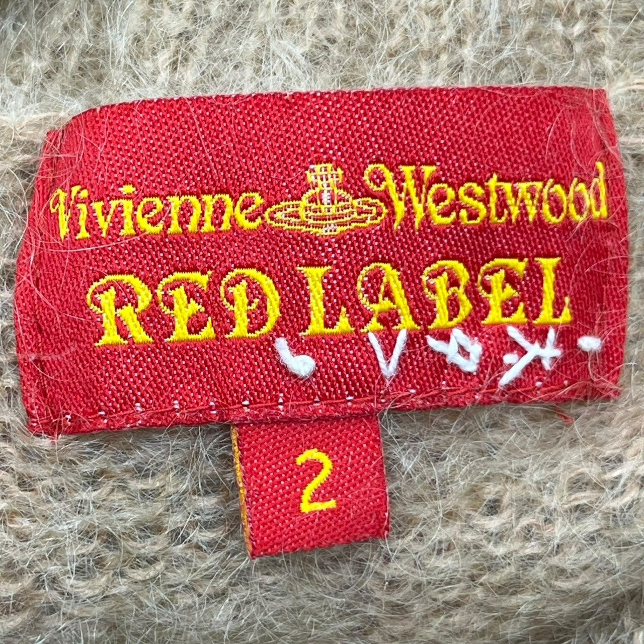 Vivienne Westwood RED LABEL(ヴィヴィアンウエストウッドレッドレーベル) 00's Orb Button High Neck Mohair Knit Cardigan オーブ ボタン ロゴ ハイネック モヘア ニット カーディガン 337-01-15013 2(M程度) ベージュ オリゾンティタグ