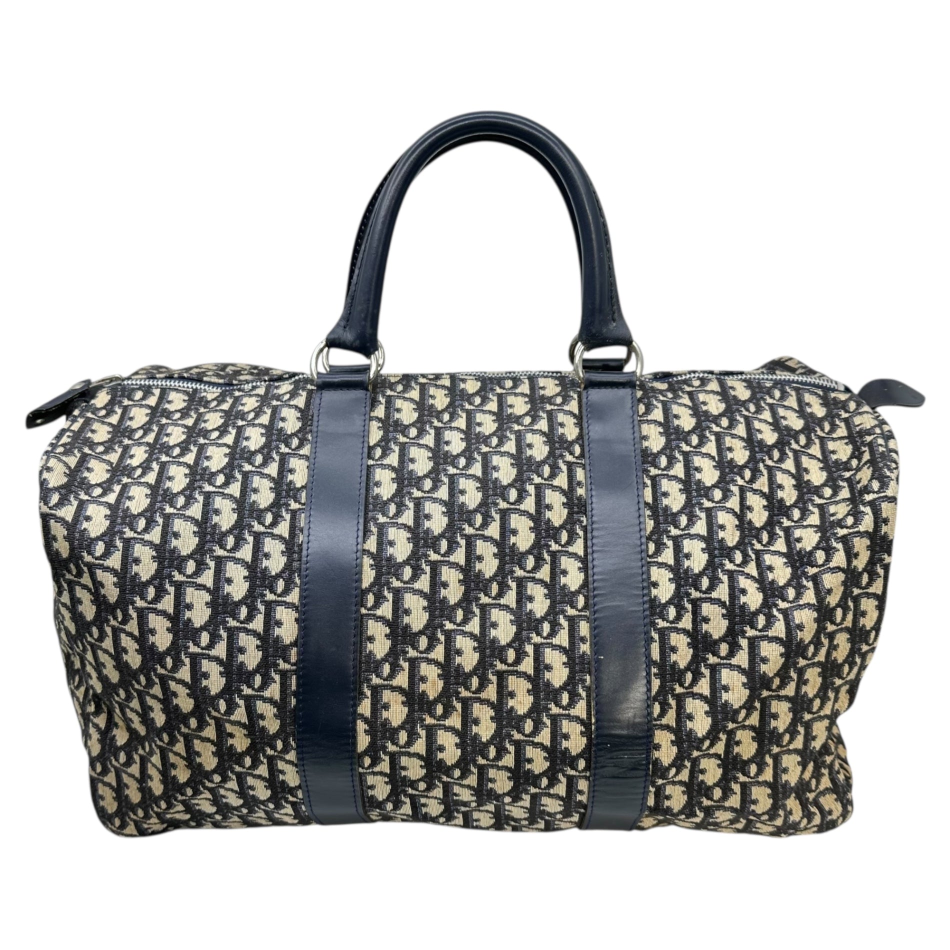 Christian Dior(クリスチャンディオール) Vintage Trotter Boston Bag ヴィンテージ トロッター ボストン バッグ アイボリー×ネイビー