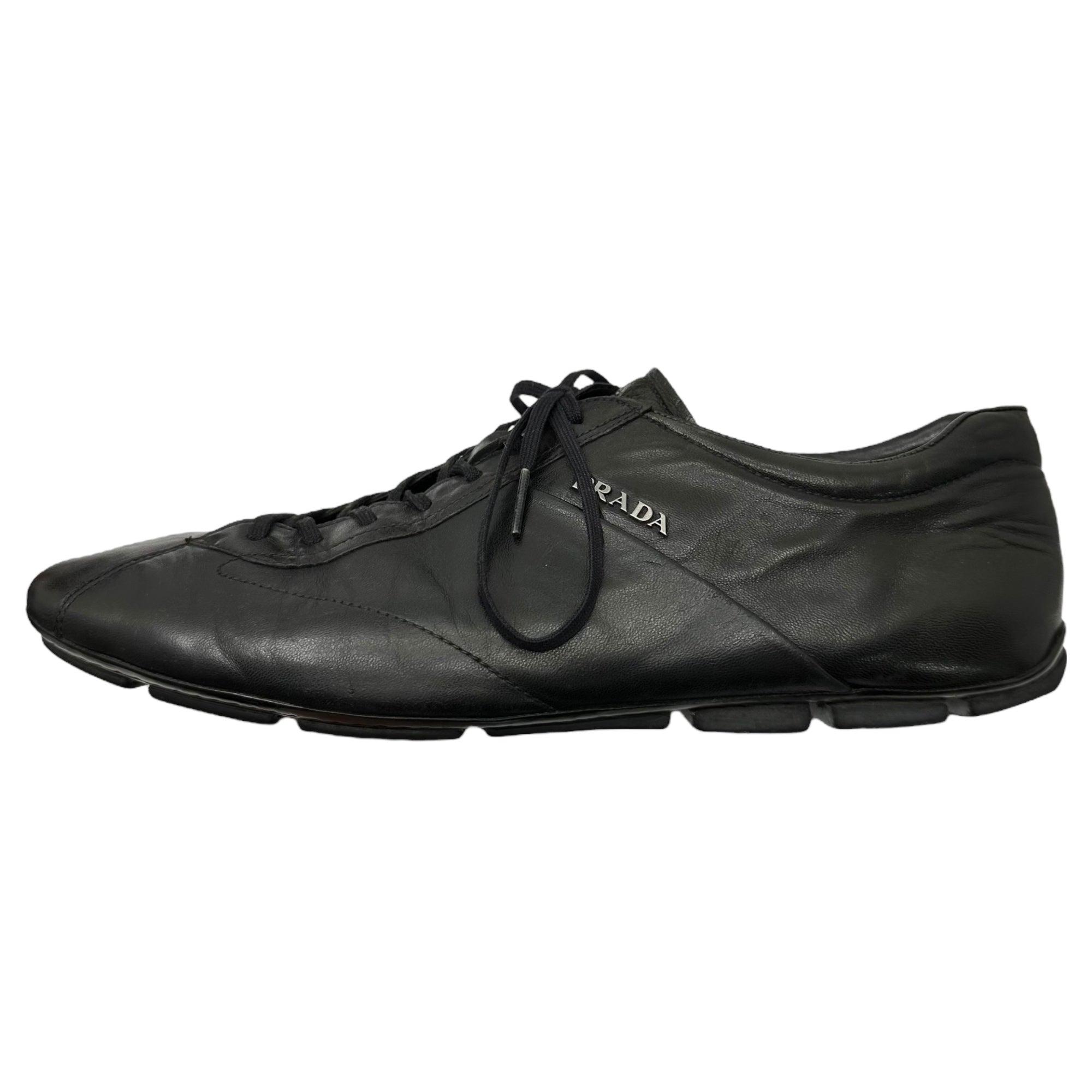 PRADA(プラダ) All-leather sneakers レザー スニーカー 7 1/2(26.5cm程度) ブラック ローカット Y2K