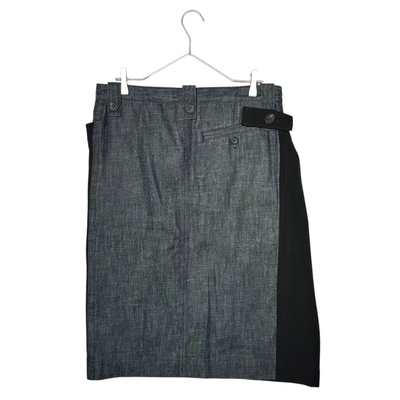 Y's(ワイズ) 13SS Denim Docking Wool Skirt デニム ドッキング ウール スカート YX-S28-800 1 インディゴ×ブラック
