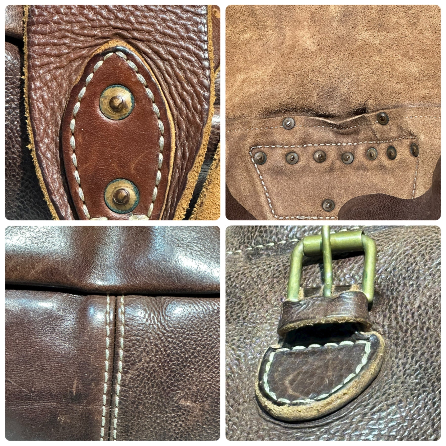 RRL(ダブルアールエル) Vintage-Processed Triple-Strap All-Leather Backpack Daypack ヴィンテージ加工 3連 ベルト オールレザー リュック デイパック ブラウン