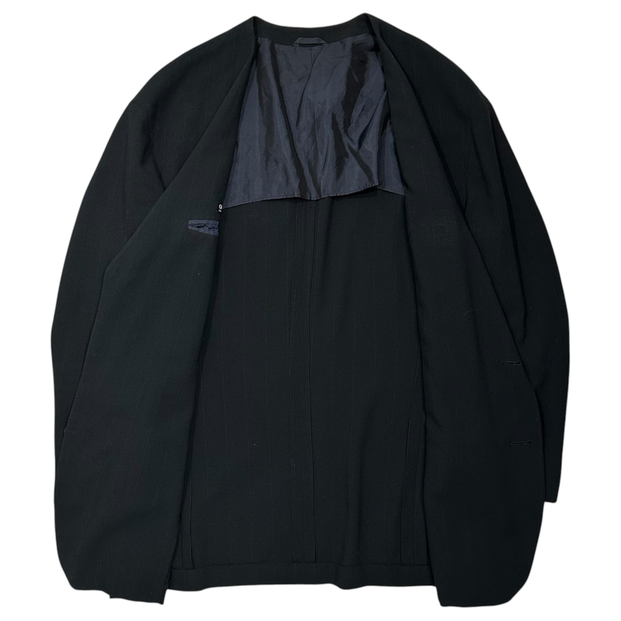 GIORGIO ARMANI(ジョルジオアルマーニ) 80's No-collar tailored jacket 80年代 ノーカラー テーラード ジャケット 48 ダークネイビー 80年代ヴィンテージ 稀少アイテム