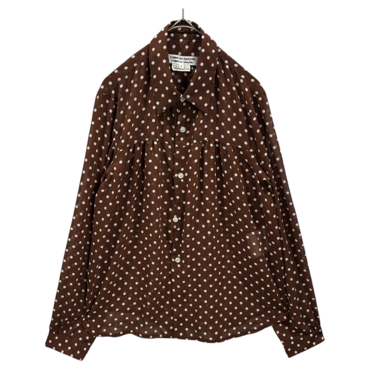 COMME des GARCONS COMME des GARCONS(コムデギャルソンコムデギャルソン) 2008SS Polyester Dotted L/S Blouse ポリエステル ドット 長袖 ブラウス RA-B003 S ブラウン×ホワイト AD2007 00s アーカイブ
