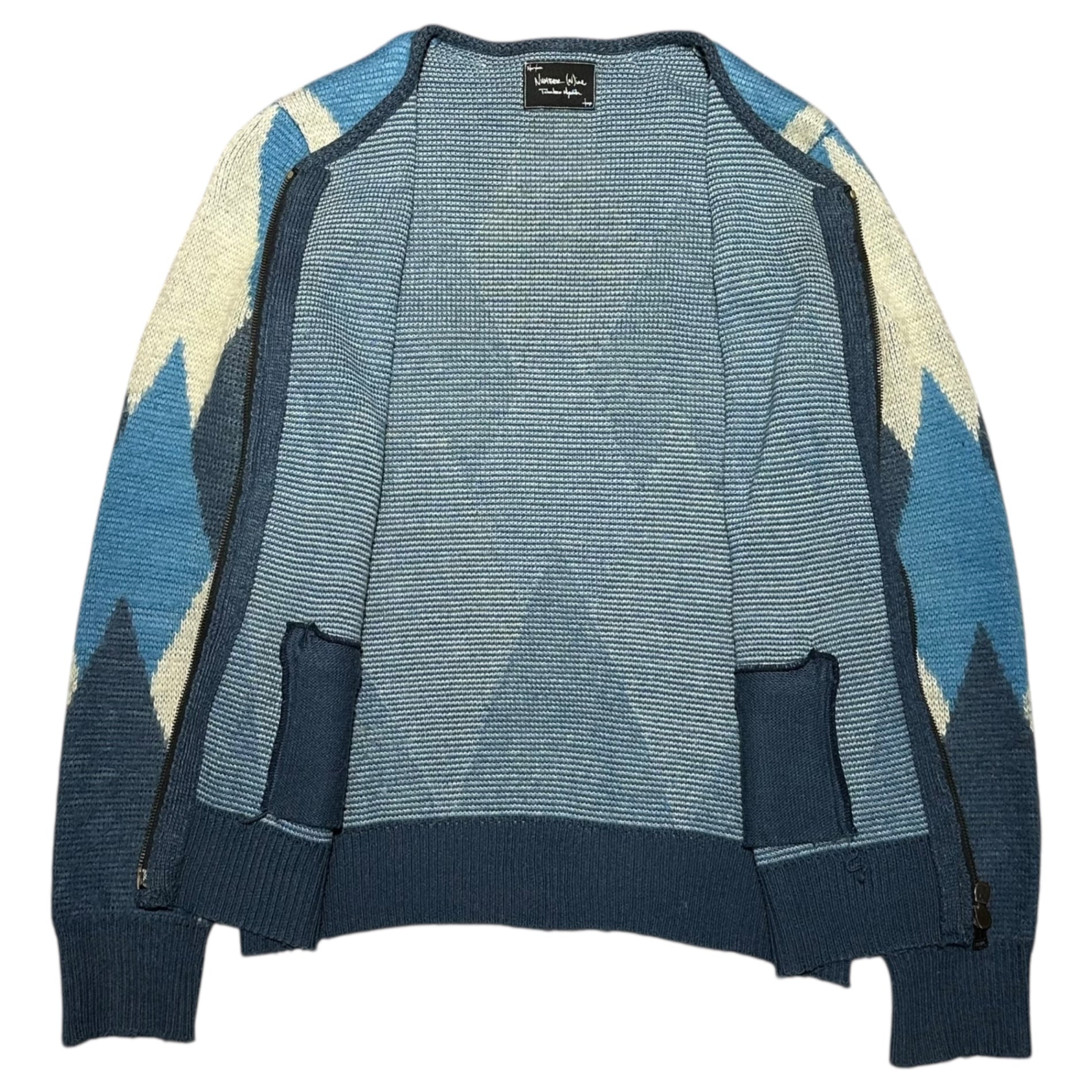 NUMBER (N)INE(ナンバーナイン) 08AW Portland Period Argyle Knit Cardigan ポートランド期 アーカイブ アーガイル ニット カーディガン F08-NK002 2(S) ブルー×グレー 宮下貴裕 本人気