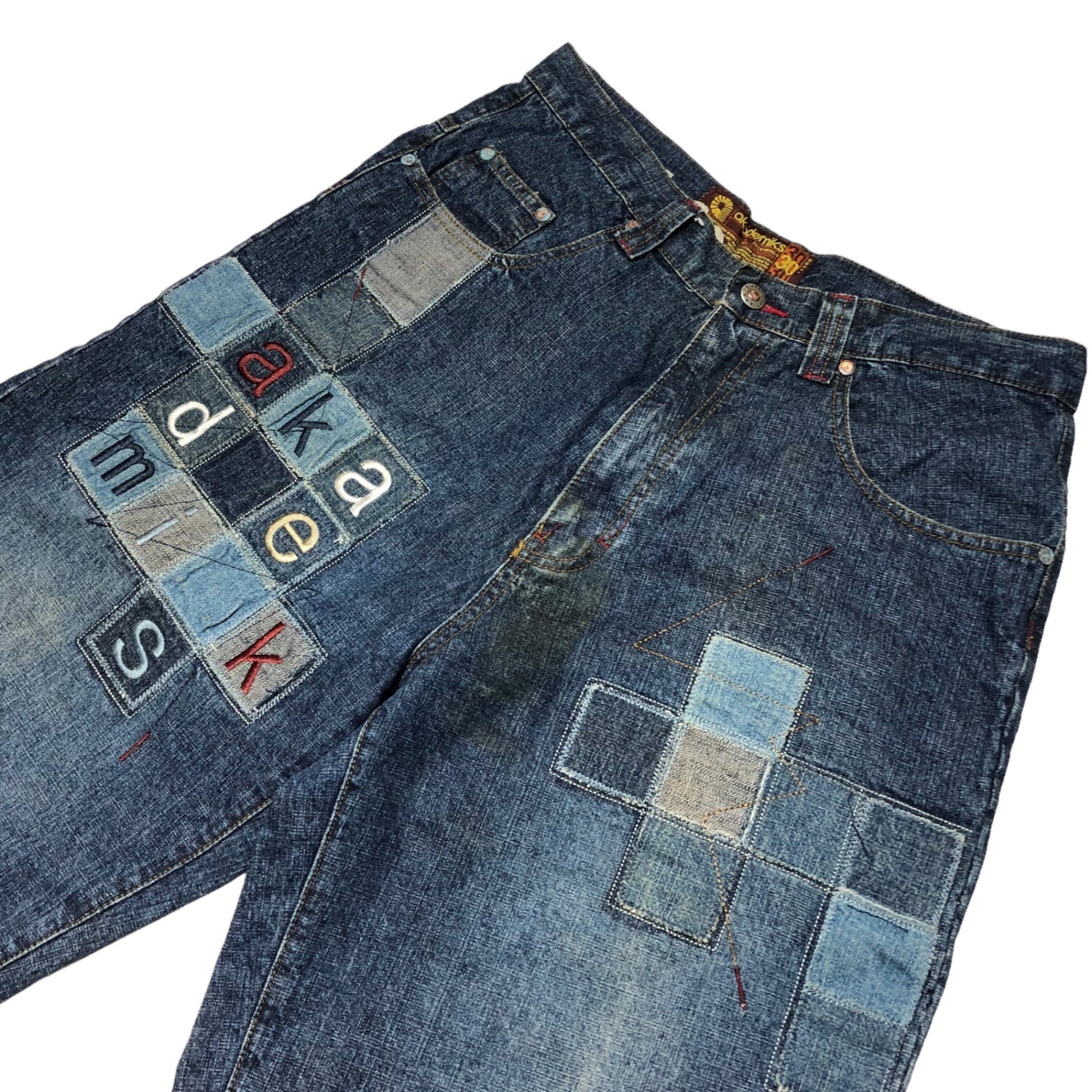 akademiks(アカデミクス) 90~00's patchwork denim pants パッチワーク デニム パンツ W30 インディゴ