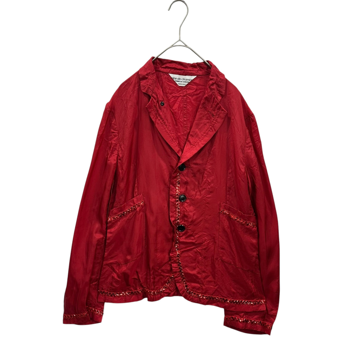 robe de chambre COMME des GARCONS(ローブドシャンブルコムデギャルソン) 2001AW Vinyl-Line Cupro Jacket ビニール ライン キュプラ ジャケット RC-J028 FREE レッド AD2001 00s アーカイブ