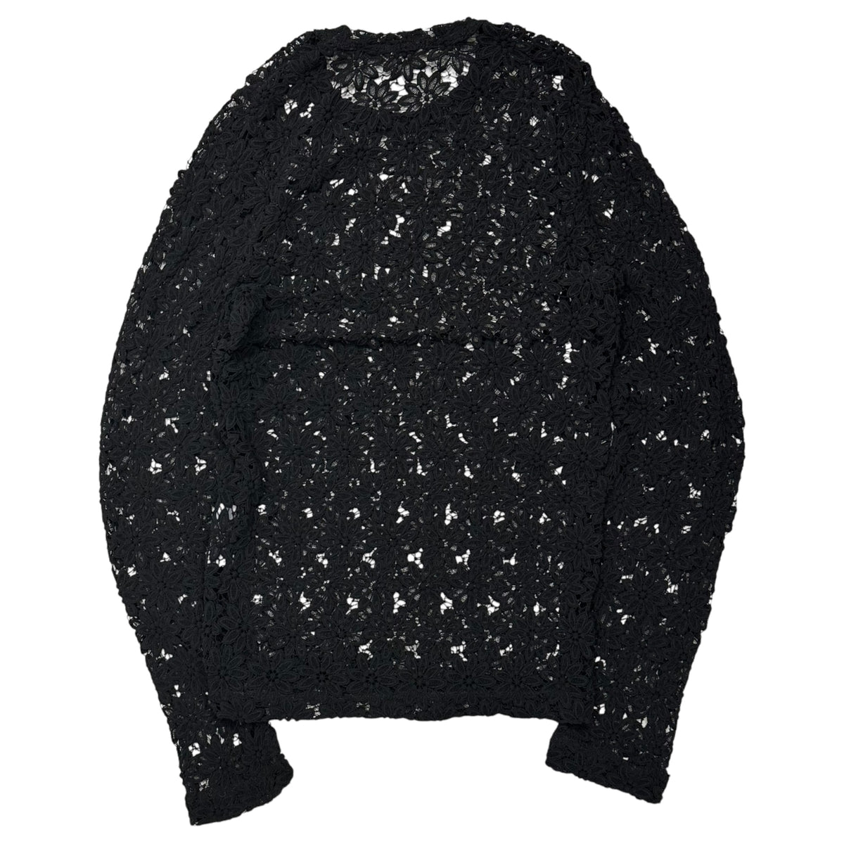 COMME des GARCONS(コムデギャルソン) 1996SS Dye-in-the-Yarn Flower Lace L/S Pullover Cut-and-Sewn Top 製品染め フラワーレース プルオーバー 長袖 カットソー GT-040140 FREE ブラック AD1995 90s アーカイブ 稀少