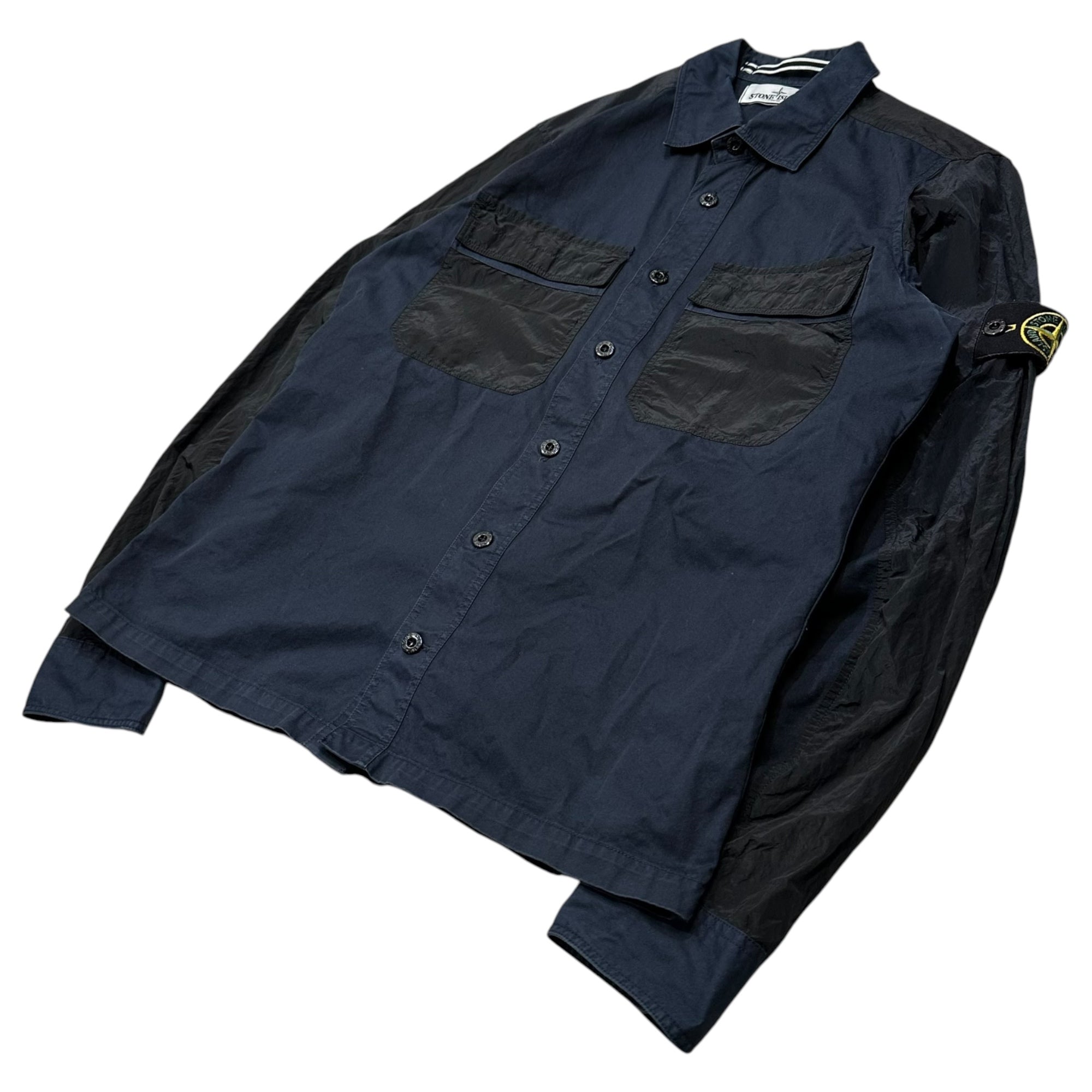 STONE ISLAND(ストーンアイランド) 2013SS Cotton Nylon Metal Military Shirt コットン ナイロンメタル ミリタリー シャツ 581511516 S ネイビー ジャケット