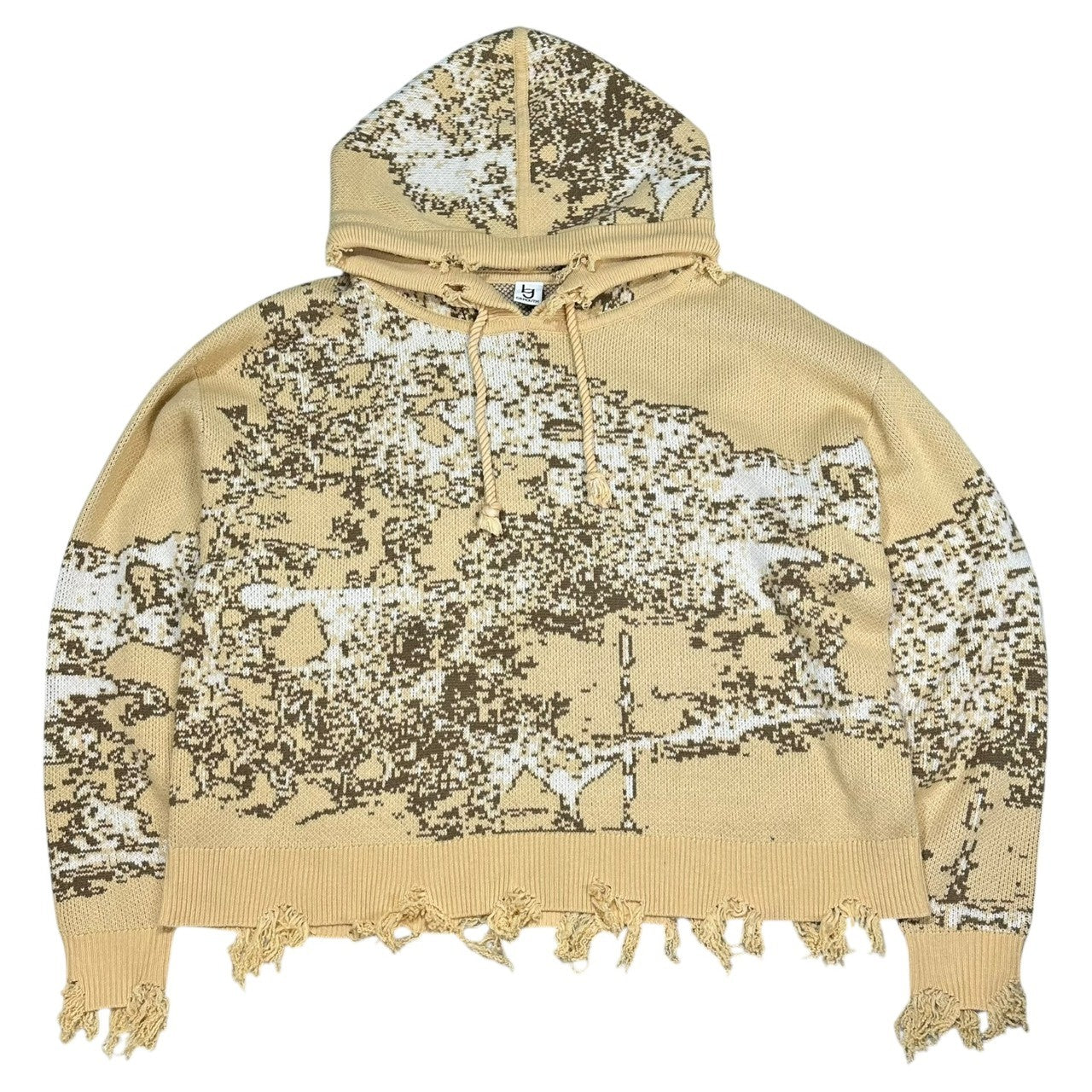 GB MOUTH(ジービーマウス) Algae "藻" Knit Hoodie ダメージ加工 ニット フーディー FREE ベージュ パーカー
