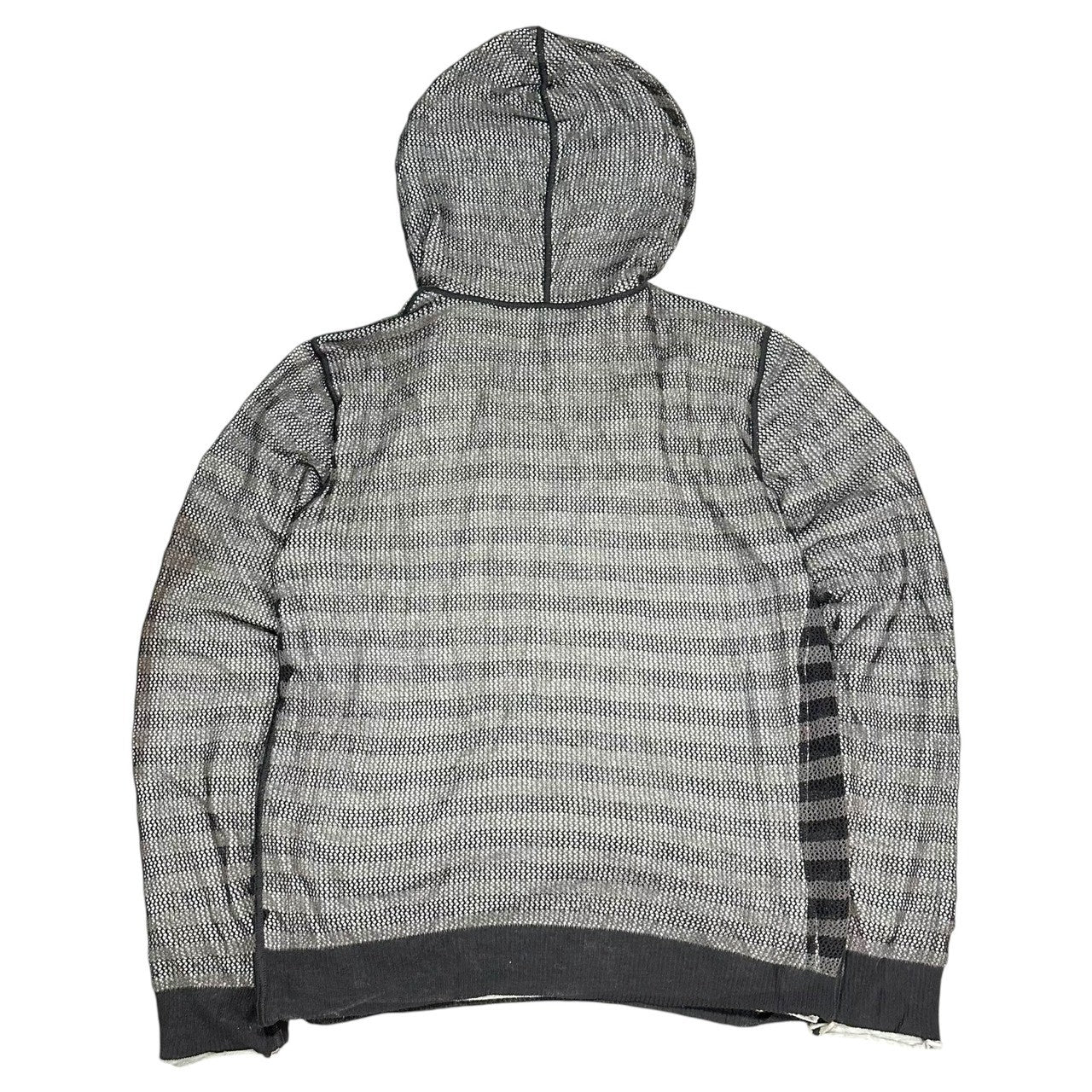 DOLCE&GABBANA(ドルチェ&ガッバーナドルガバ) Mesh layered border hooded top メッシュレイヤード ボーダー フーデッド カットソー ブラック×グレー