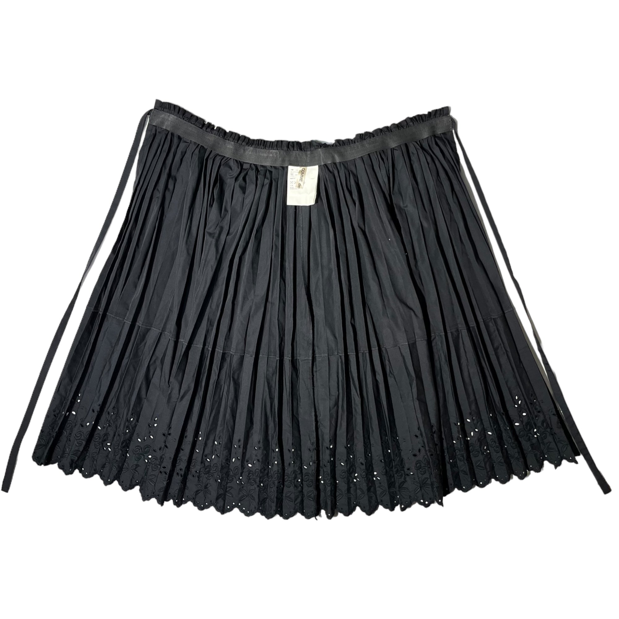 COMME des GARCONS(コムデギャルソン) 02SS Hem cutwork pleated long skirt 裾カットワーク プリーツ ロングスカート GE-S012 FREE ブラック AD2001