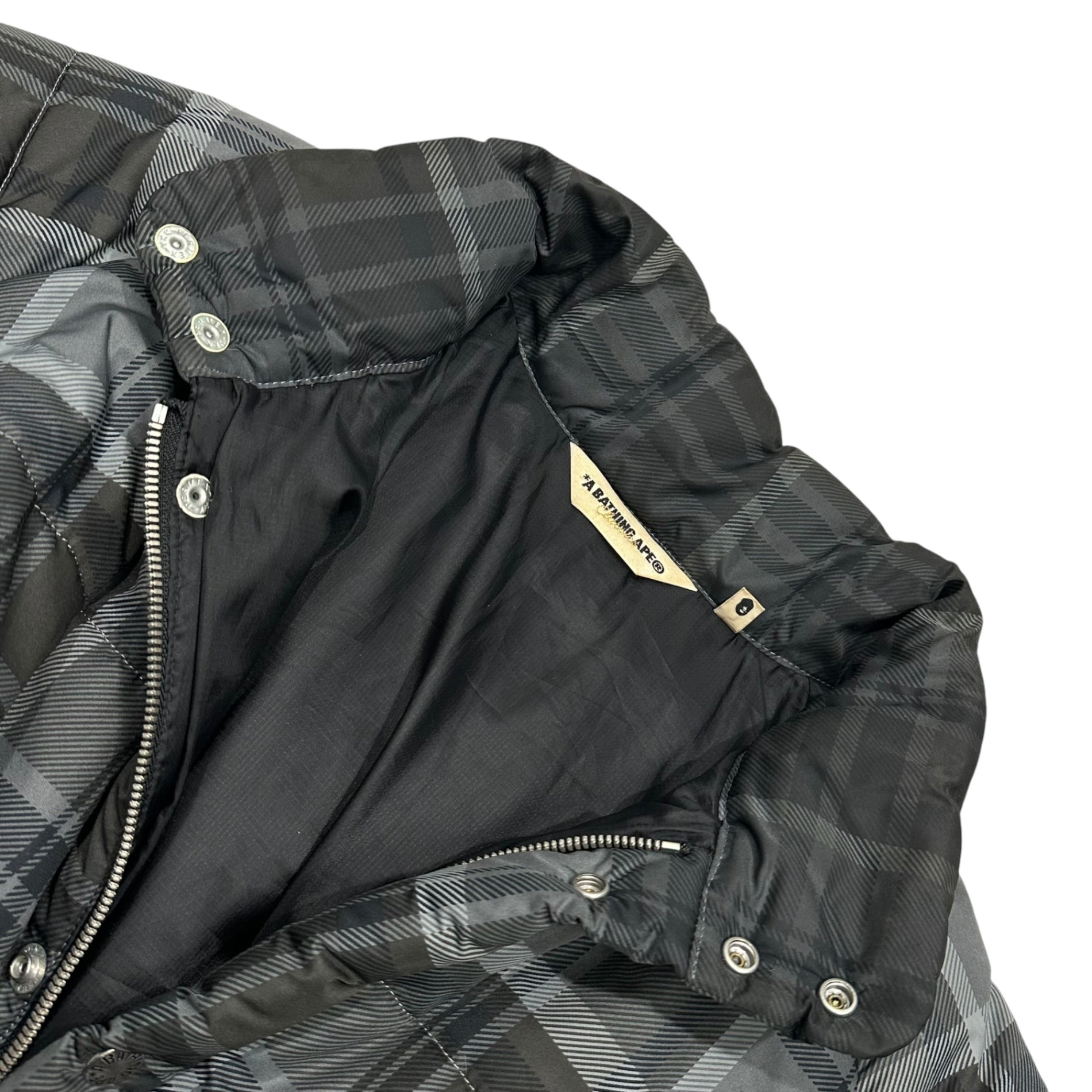 A BATHING APE(アベイシングエイプ) 2000's Tartan Padded Jacket タータンチェック パテッド ジャケット M グレー 中綿