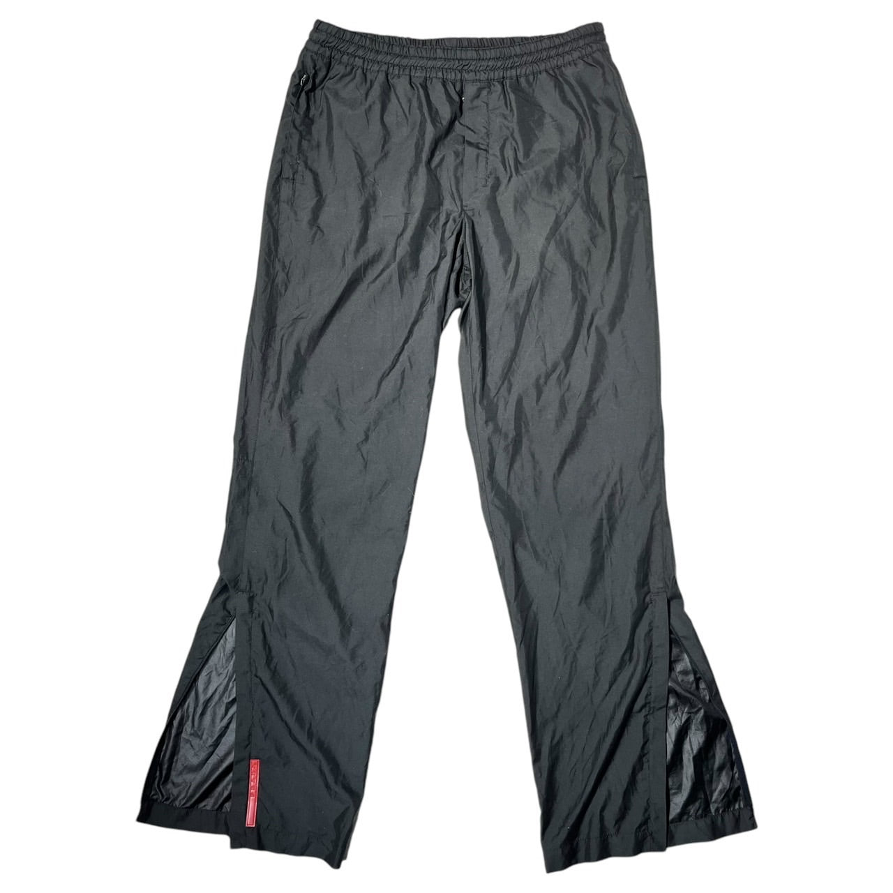 PRADA SPORT(プラダスポーツ) 00's  Hem zip logo tech pants 裾 ジップ ロゴ テック パンツ 48(M程度) ブラック Y2K トラック ジャージ