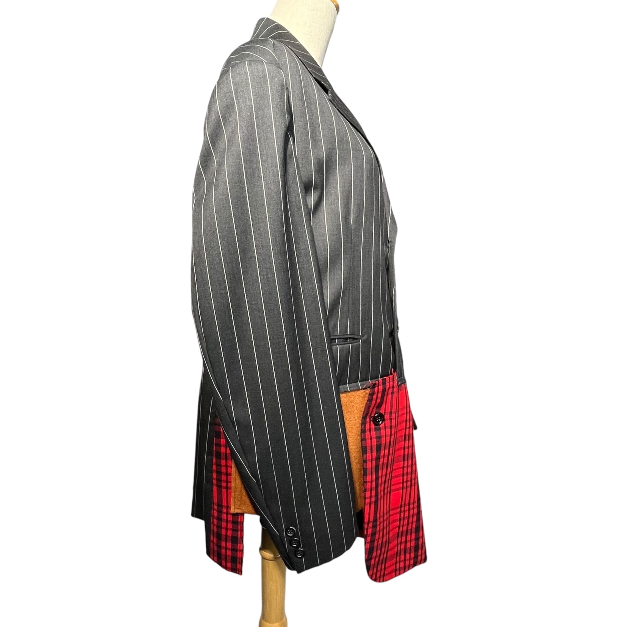 COMME des GARCONS HOMME PLUS(コムデギャルソンオムプリュス) 20AW Different material docking tailored jacket 異素材 ドッキング テーラード ジャケット PF-J011 M グレー×レッド AD2020 Color Resistance期