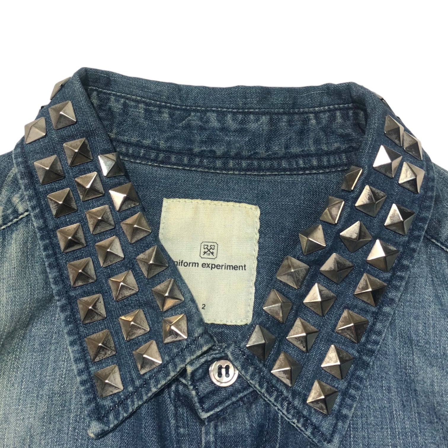uniform experiment(ユニフォームエクスペリメント) 12SS studded denim shirt スタッズ デニム シャツ UE-123023 2(M) ライトインディゴ