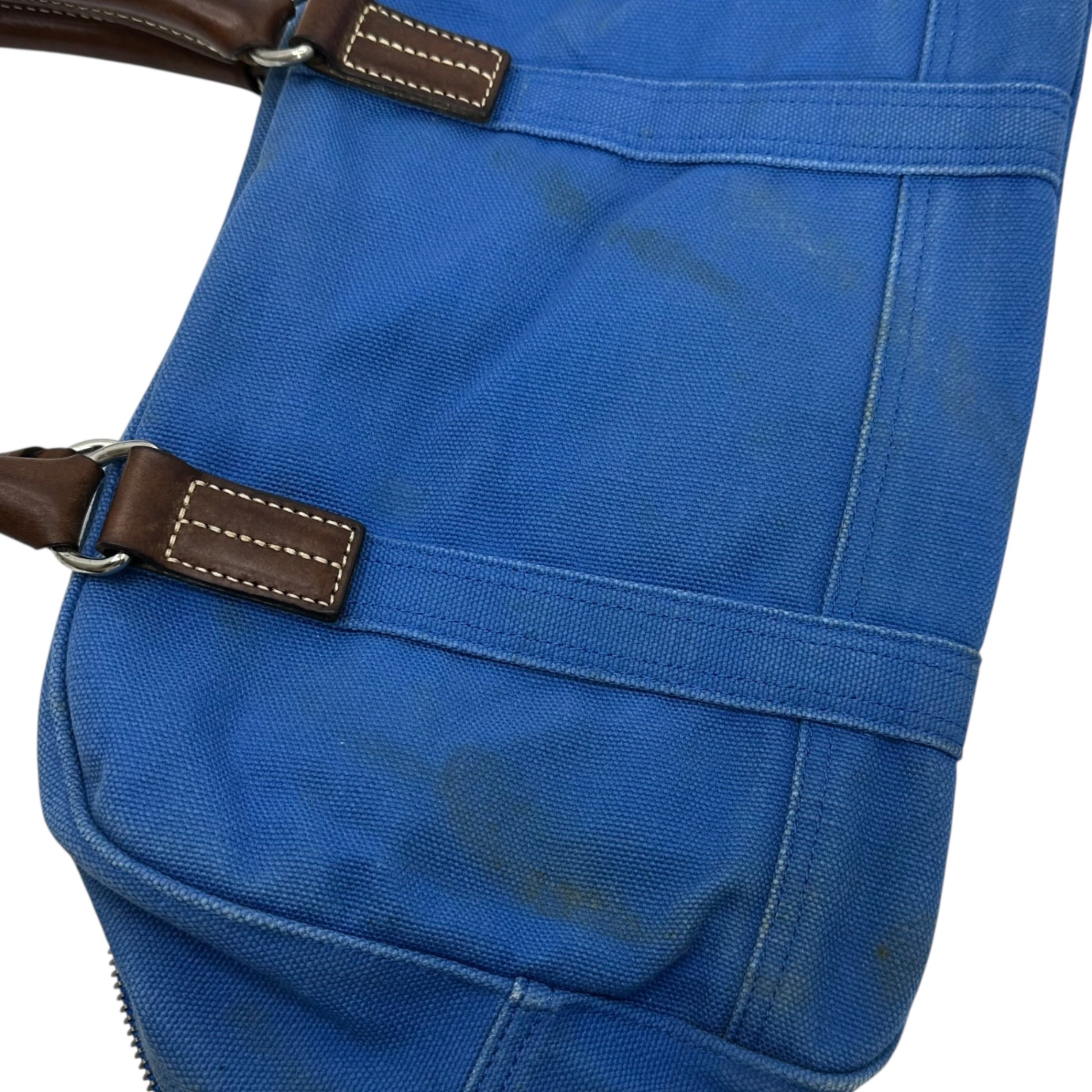 PORTER×FABRICK(ポーター×ファブリック) MEDICOM TOY Canvas Leather Mini Boston Bag メディコムトイ キャンバス レザー ミニ ボストン バッグ ブルー×ブラウン ハンド 肩掛け