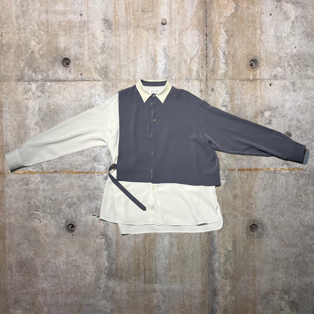 CULLNI(クルニ) 22SSコンビネーションシャツ/ドッキングシャツ 22-SS-005 2(Mサイズ程度) グレー×ホワイト