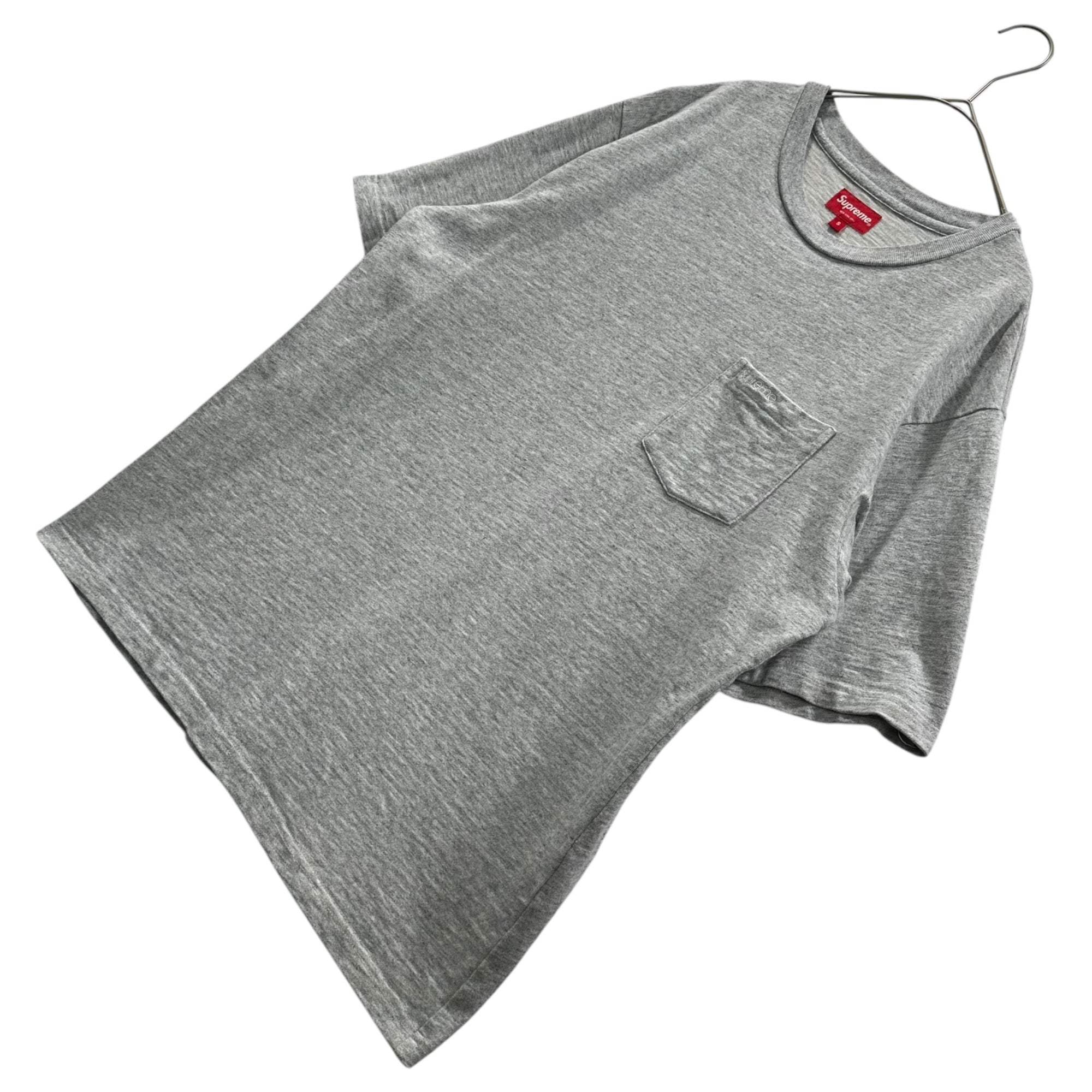 SUPREME(シュプリーム) S/S Pocket Tee 半袖 ポケット Tシャツ S ライトグレー ロゴ